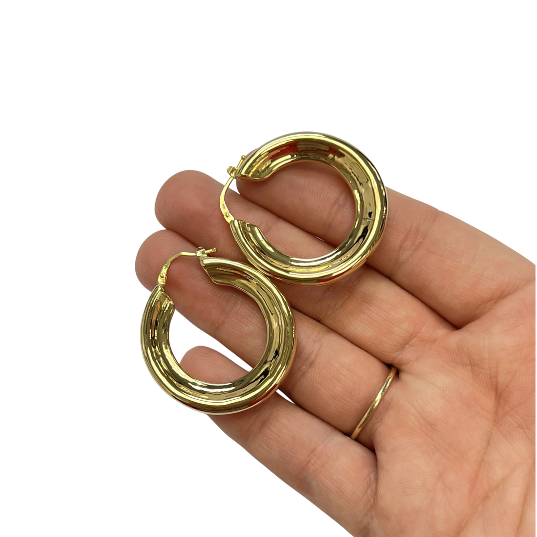 14K Yellow Gold Hoops