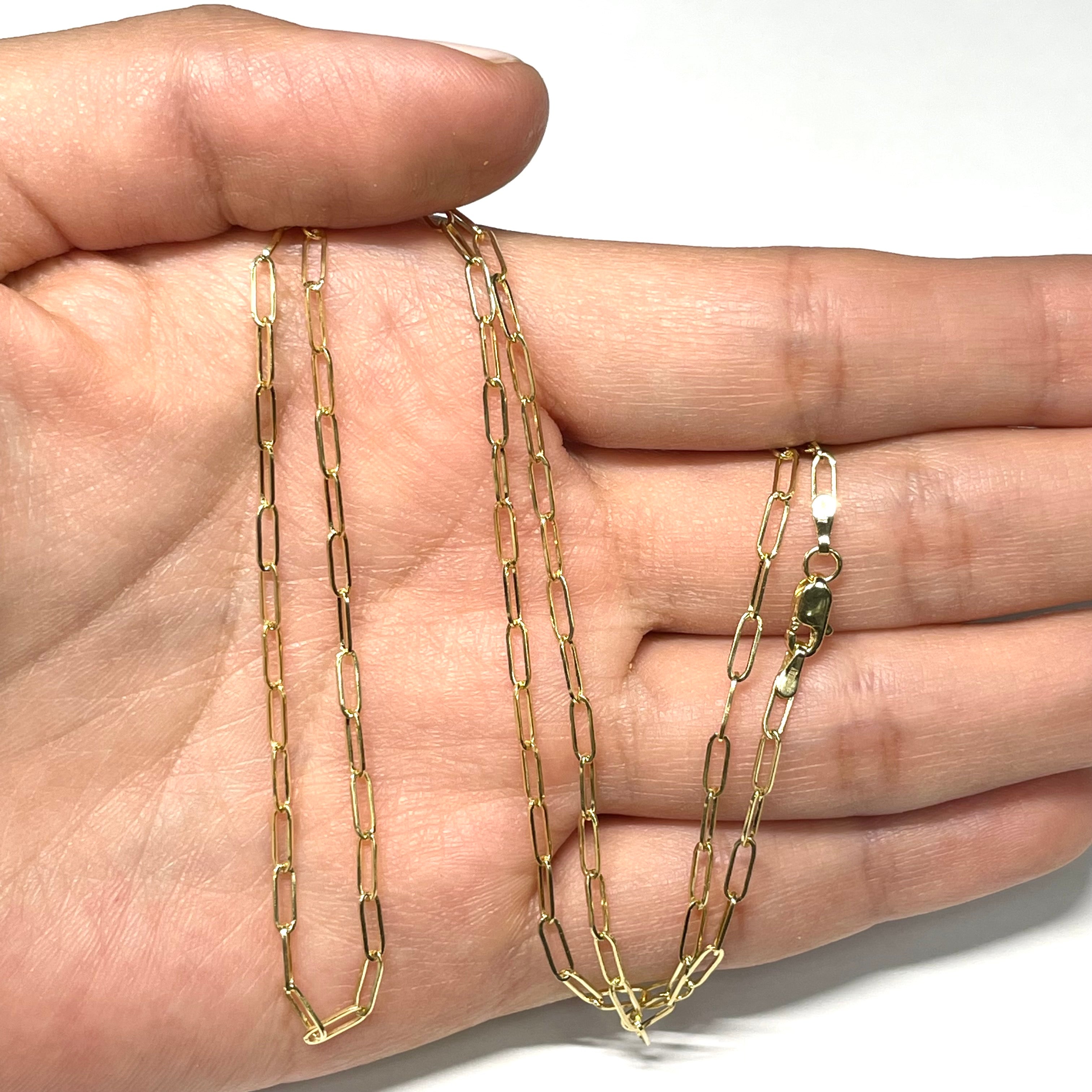 Paper Clip Chain 20” 6x2mm 10k Yellow Gold