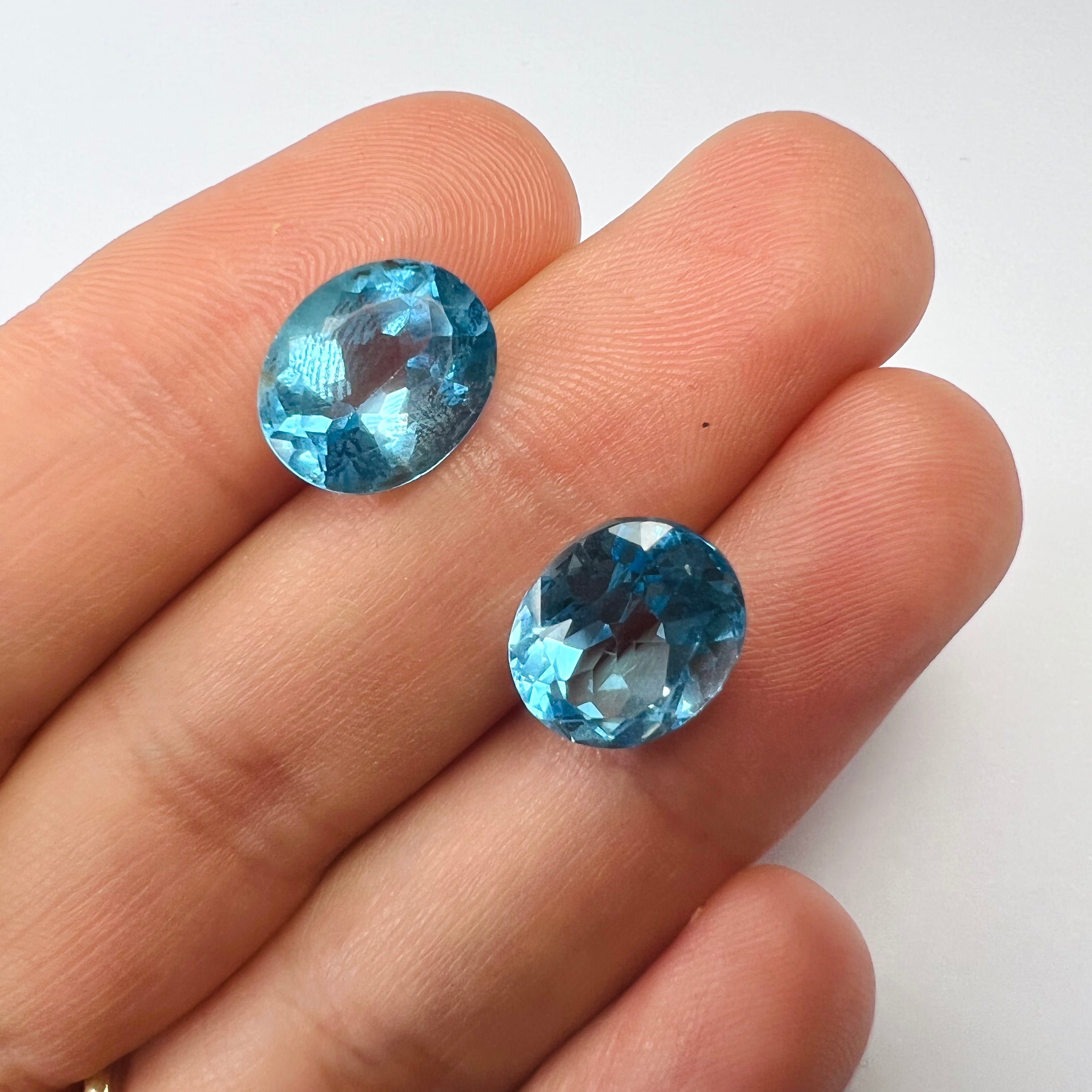 12.44CTW Pair of Loose Natural Oval Cut Topaz 12x9x6.9mm Earth mined Gemstone