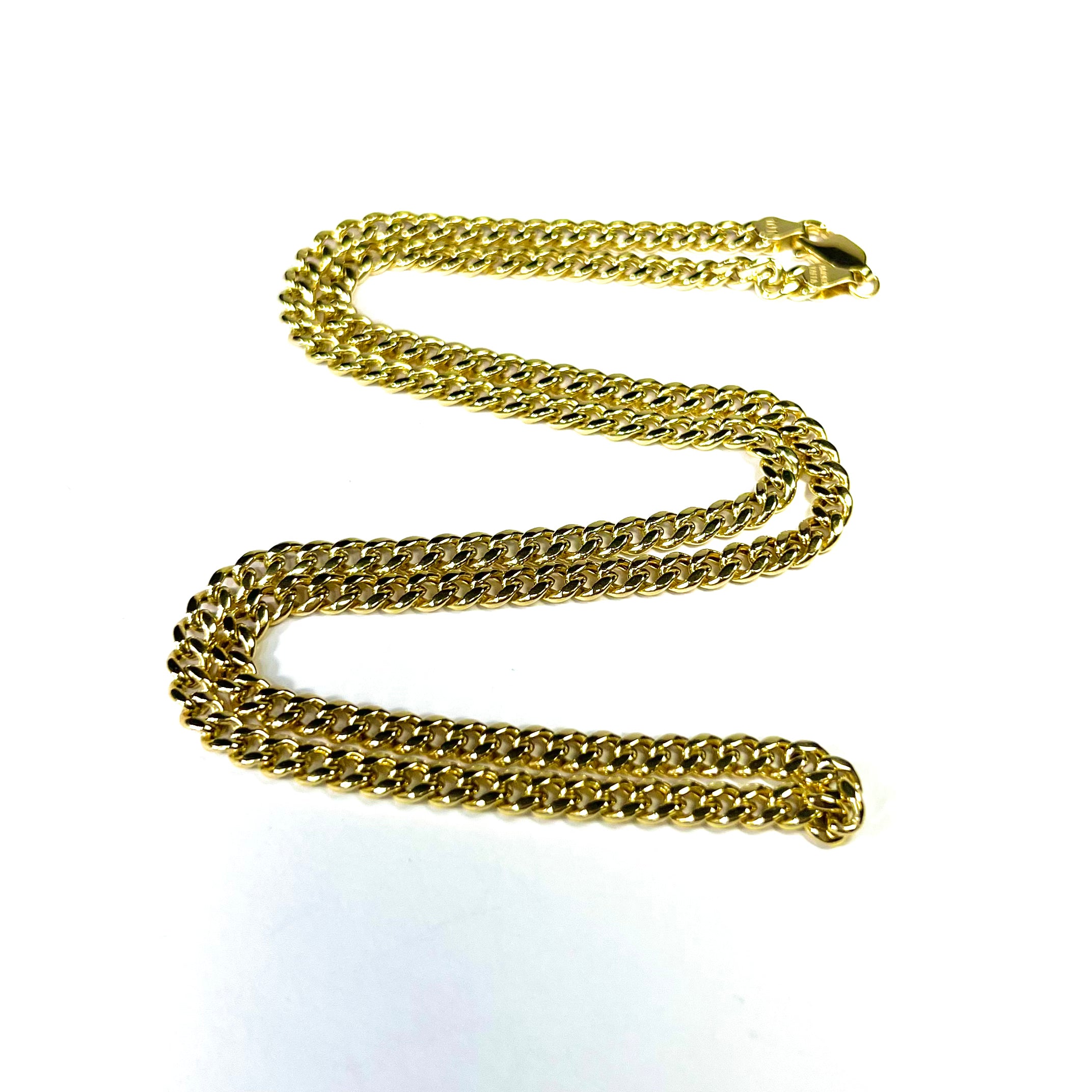 22" 4mm 10K Yellow Gold Curb Chain Necklace