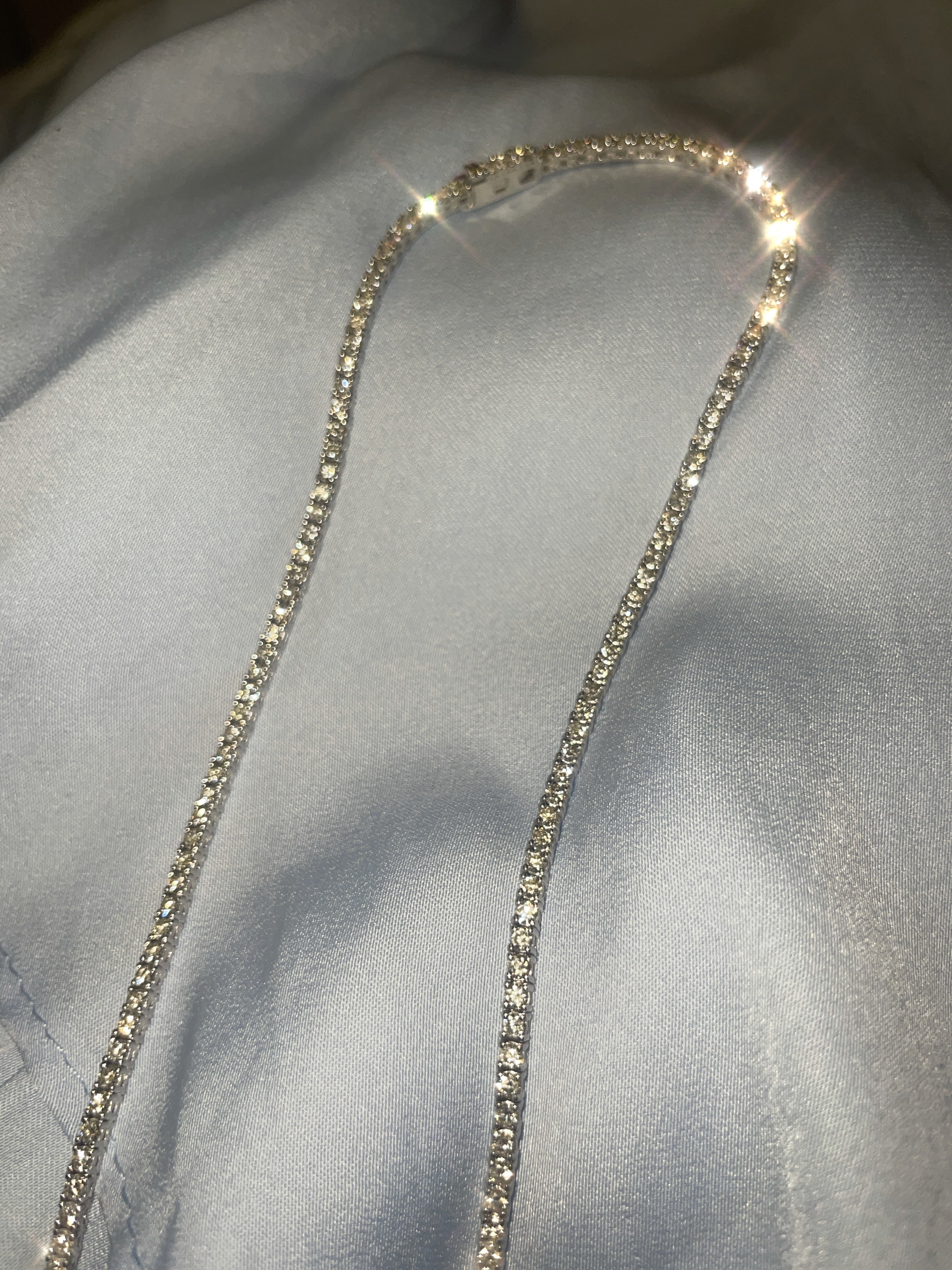 6.57CT Natural Diamond Tennis Necklace 14K White Gold 18”