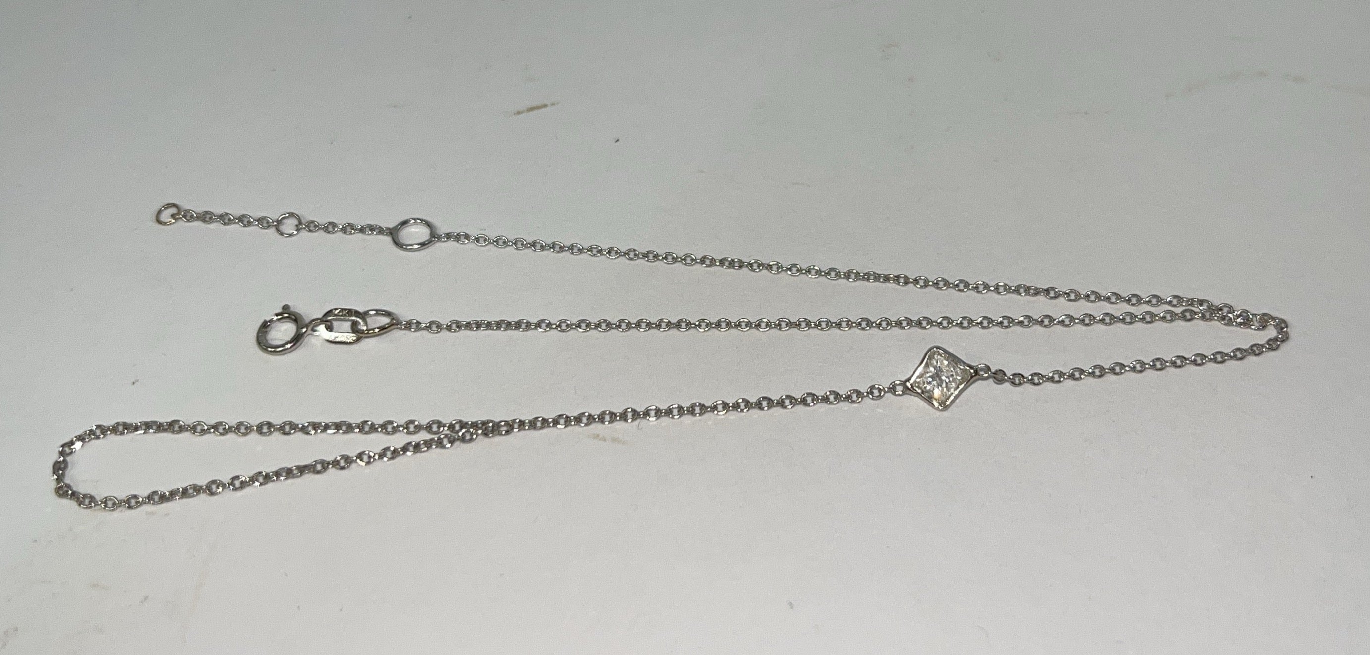 .30CT Princess Cut Diamond Hand Chain in Solid 14K White Gold