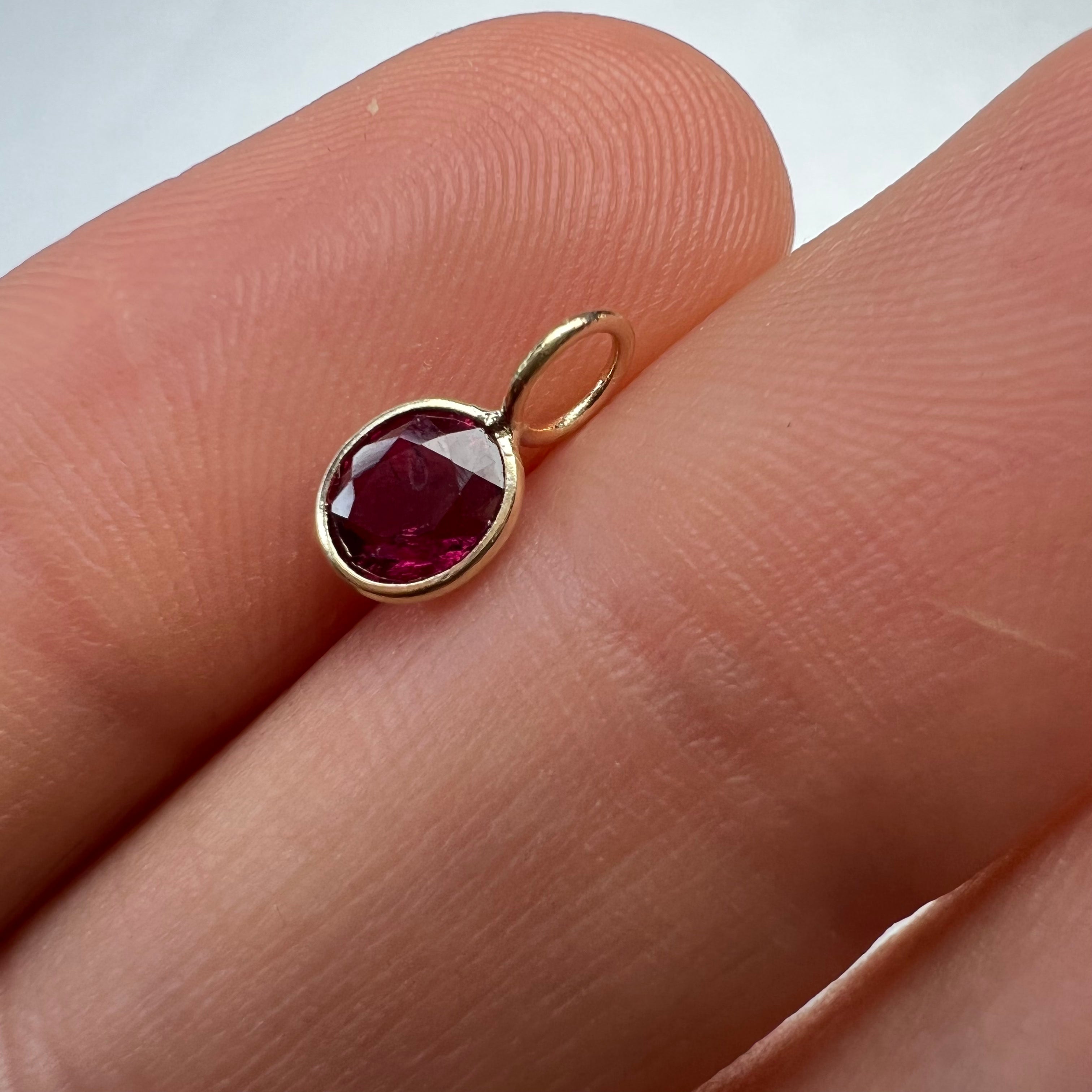 .59CT Natural Marquise Round Ruby 14K Yellow Gold Pendant Charm 10x5mm