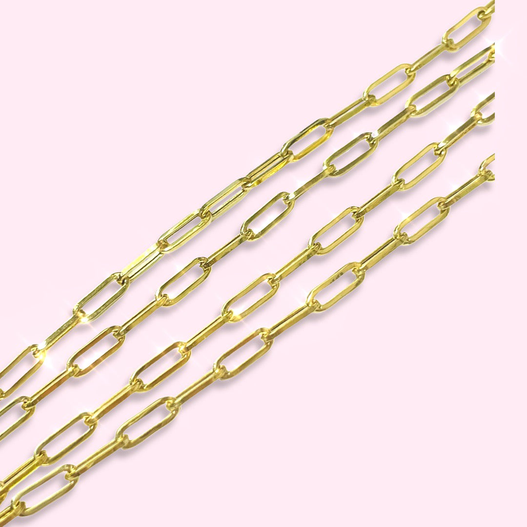 2.5mm 14K Yellow Gold Paperclip Link Chain