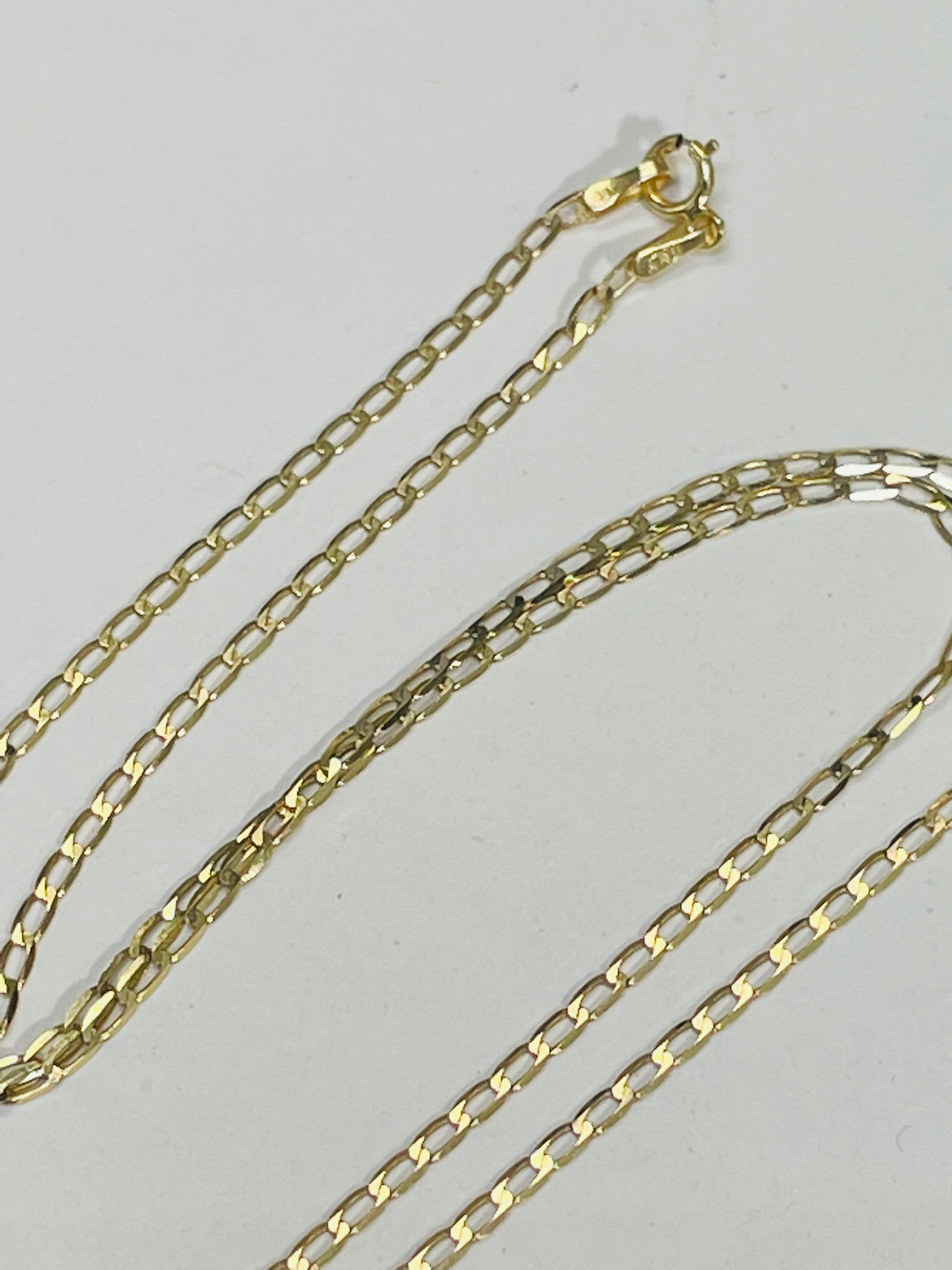 16" 2mm Solid 14K Yellow Gold Curb Link Style Necklace Chain