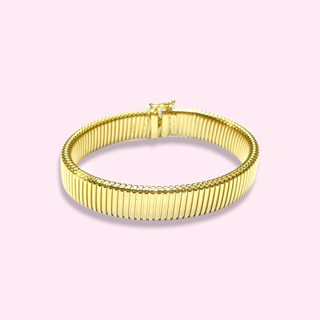 14K Yellow Gold 11mm 7”Tubogas Bracelet