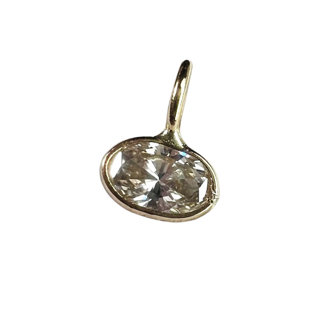.30ct Oval Diamond Pendant Charm 14K Yellow Gold 8x5.5mm