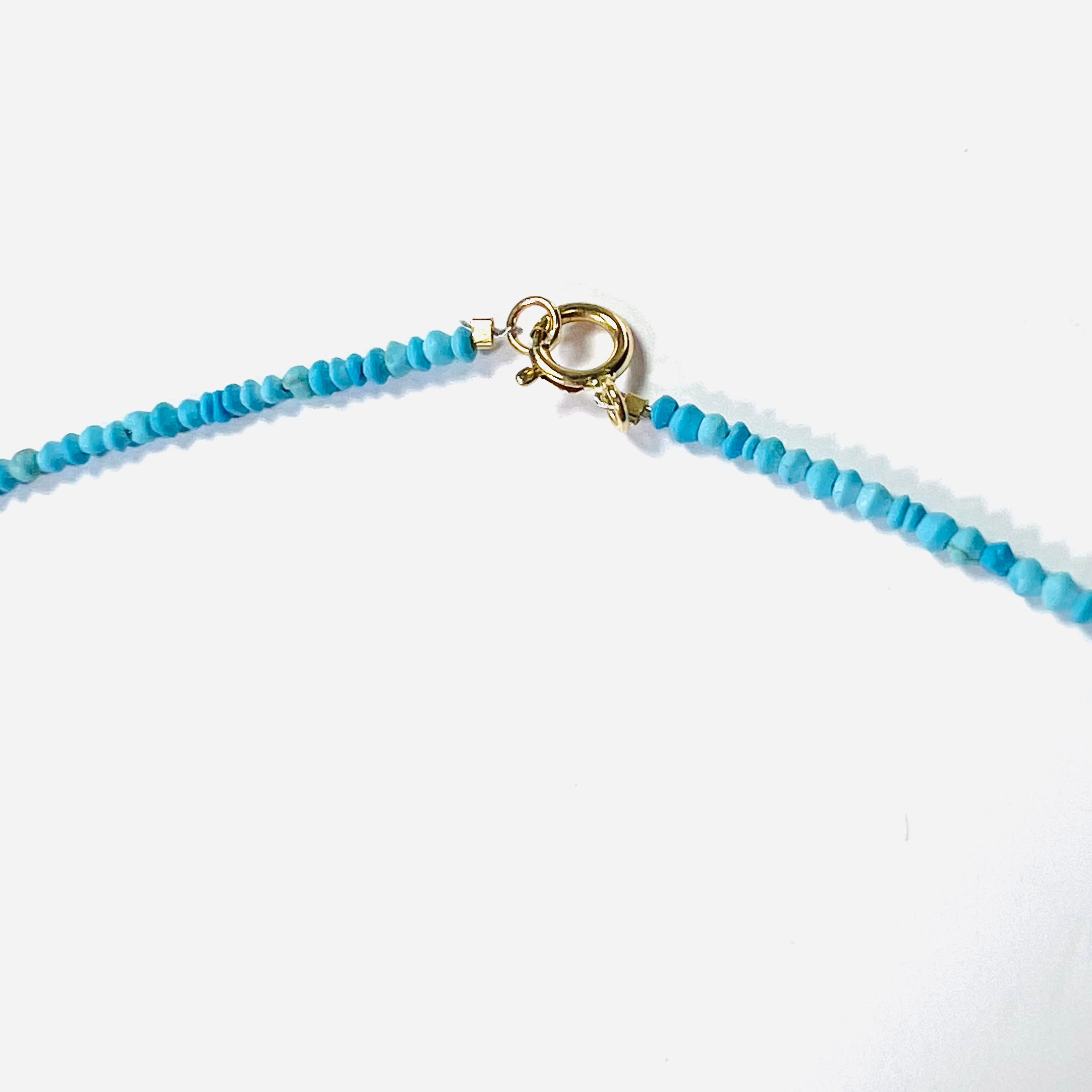 Turquoise Beaded Necklace in 16.5" 14K Yellow Gold Necklace