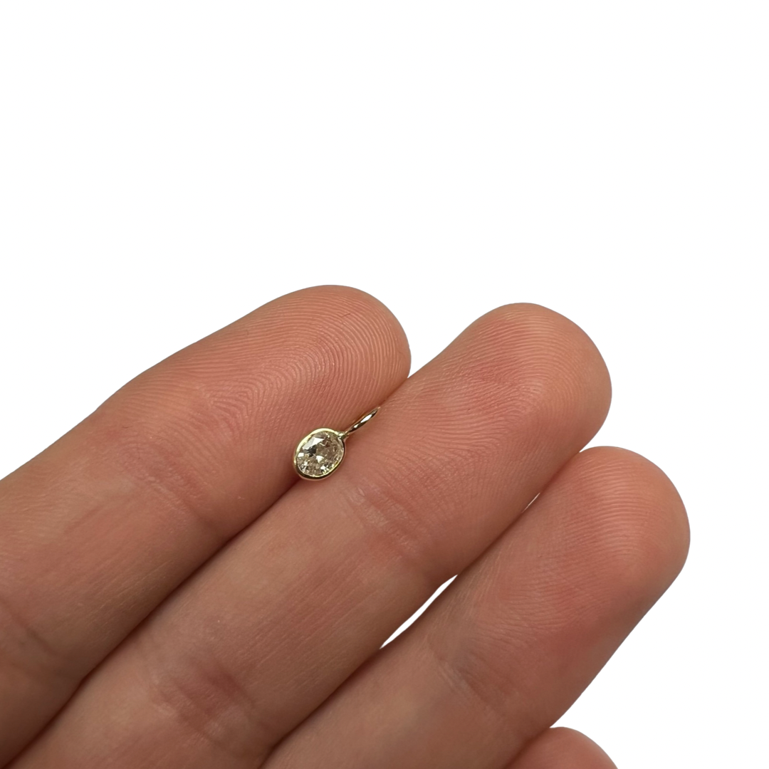 .30ct Oval Diamond Pendant Charm 14K Gold 9x4mm