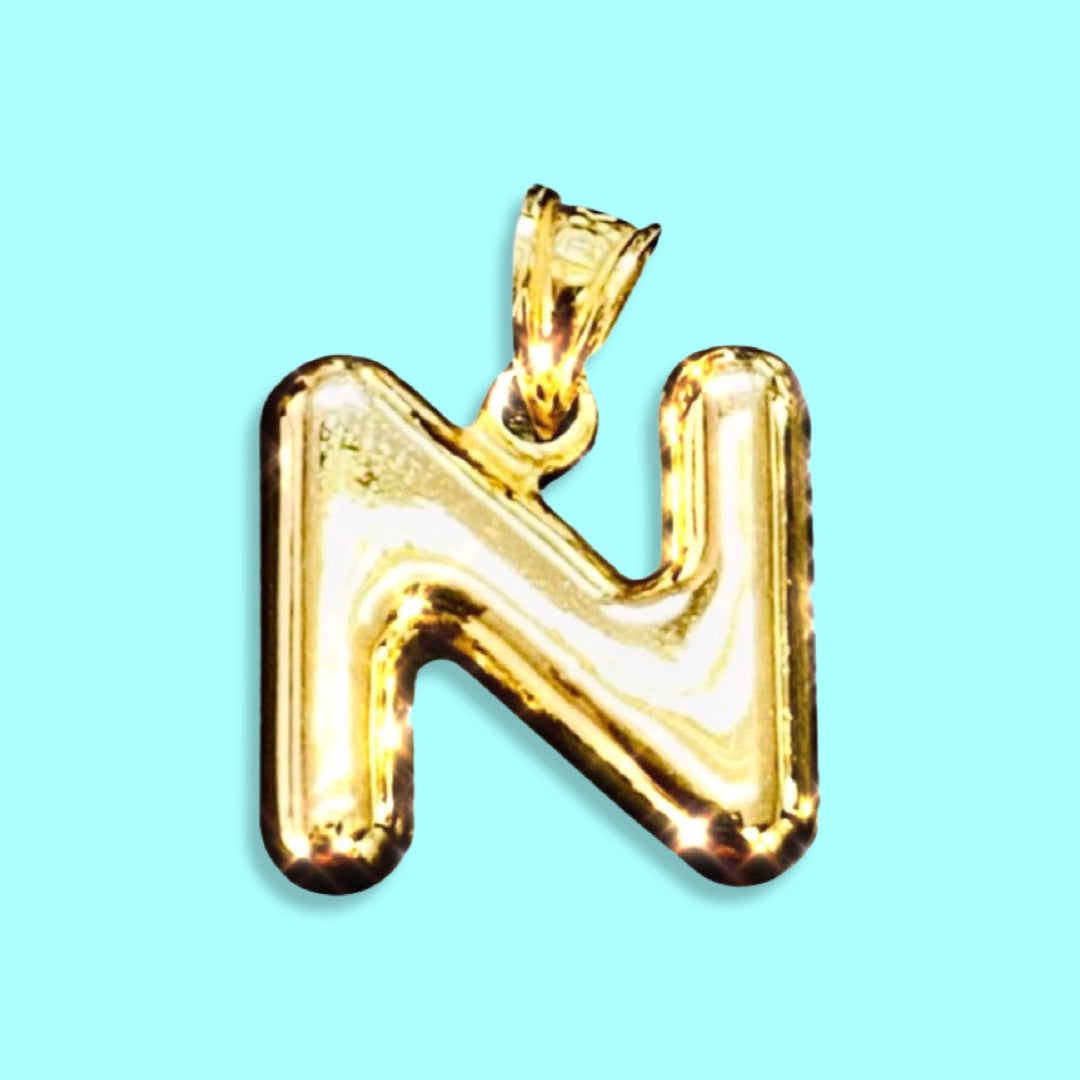 Puffy Balloon Letter 10K Yellow Gold Pendants