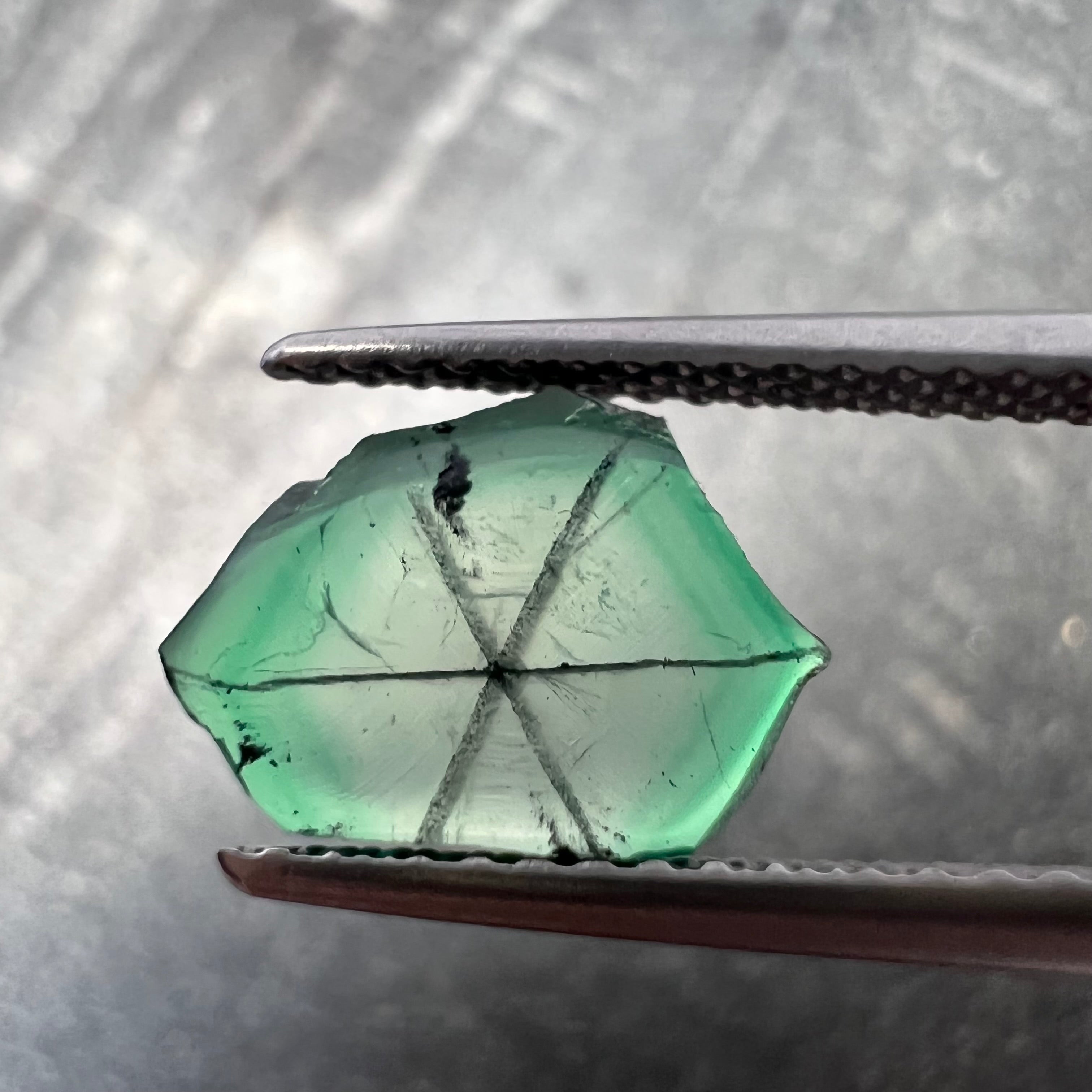 1.055CT Loose Natural Colombian Emerald Trapiche Cut 10.37x7.47x1.76mm