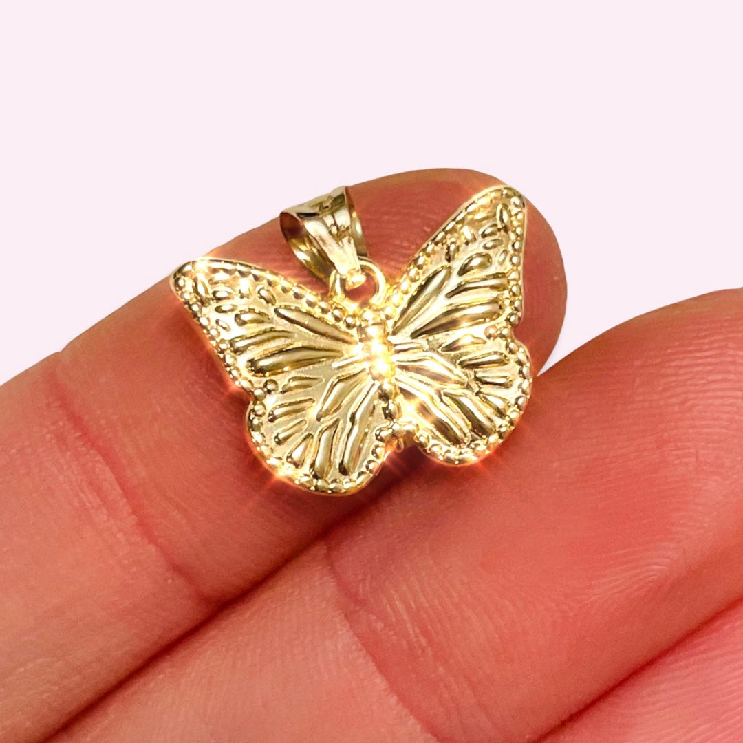 10K Yellow Gold Butterfly Charm Pendant