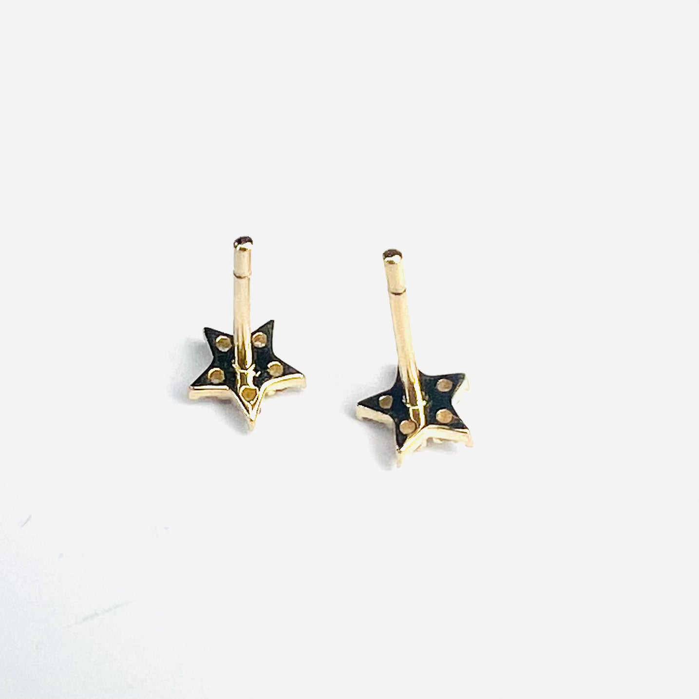 Glittering Diamond Celestial 14K Yellow Gold Diamond Star Earrings 5mm