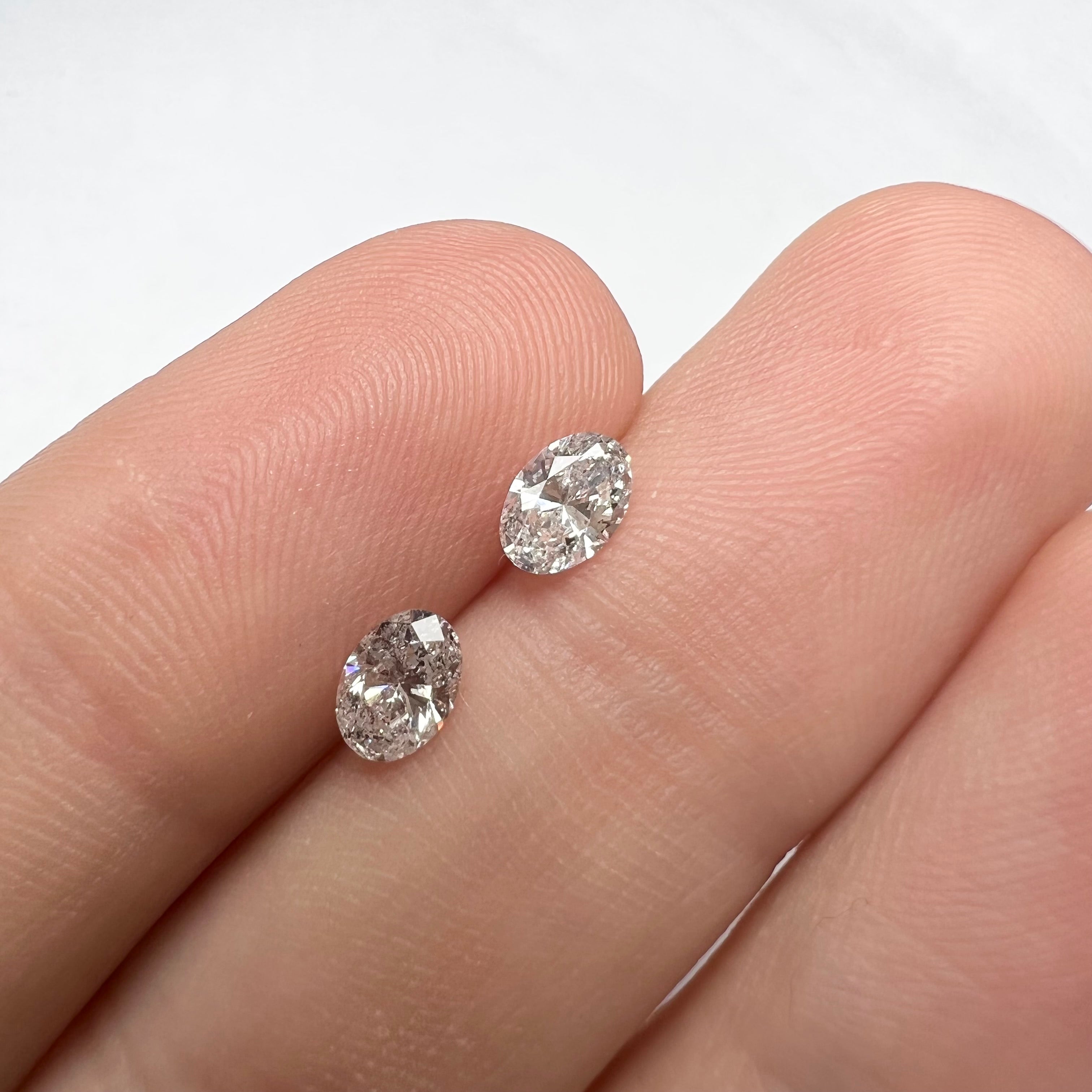 .76CTW Pair of Natural Oval Cut Diamonds I1 H-J Natural and Earth mined