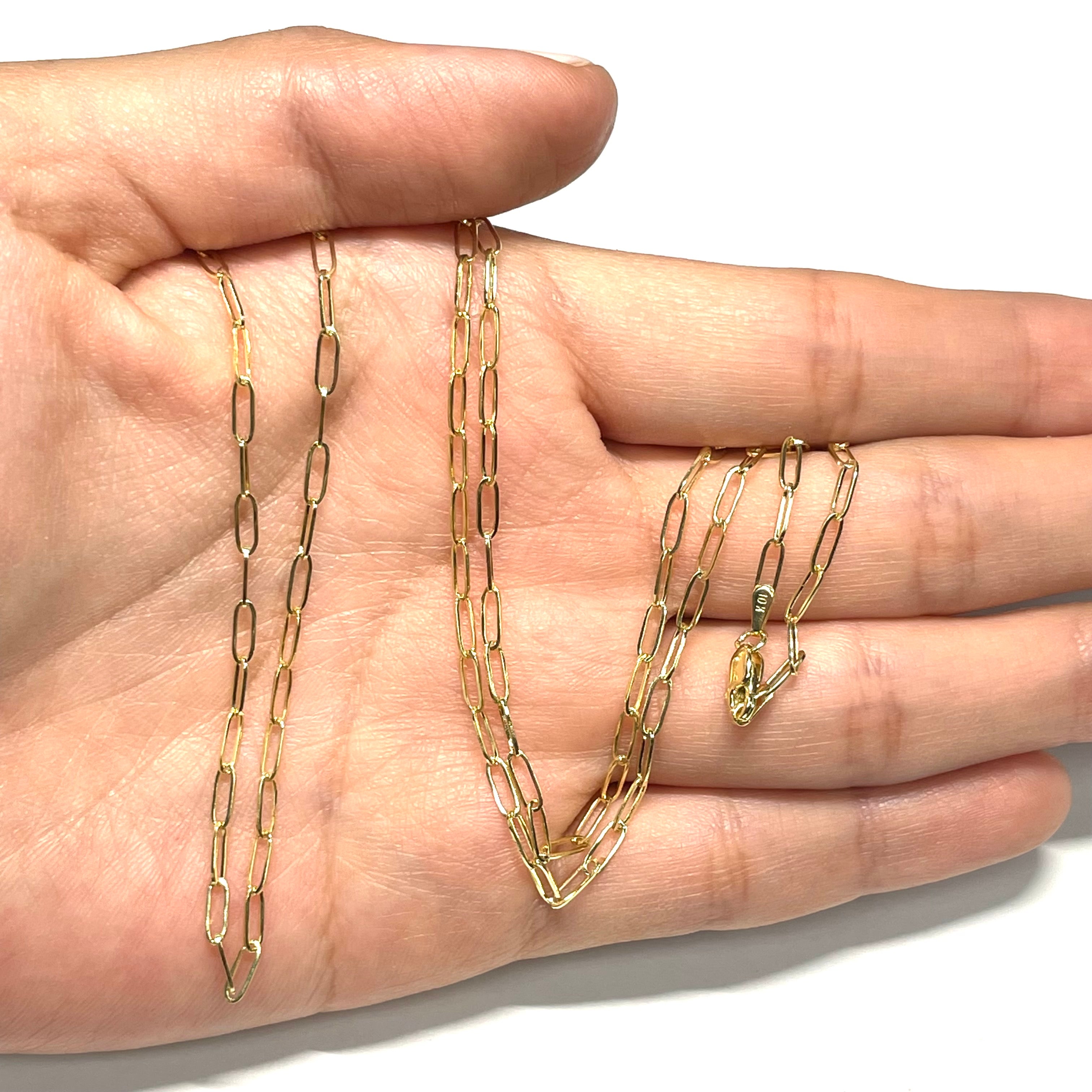 Paper Clip Chain 22” 6x2mm 10k Yellow Gold