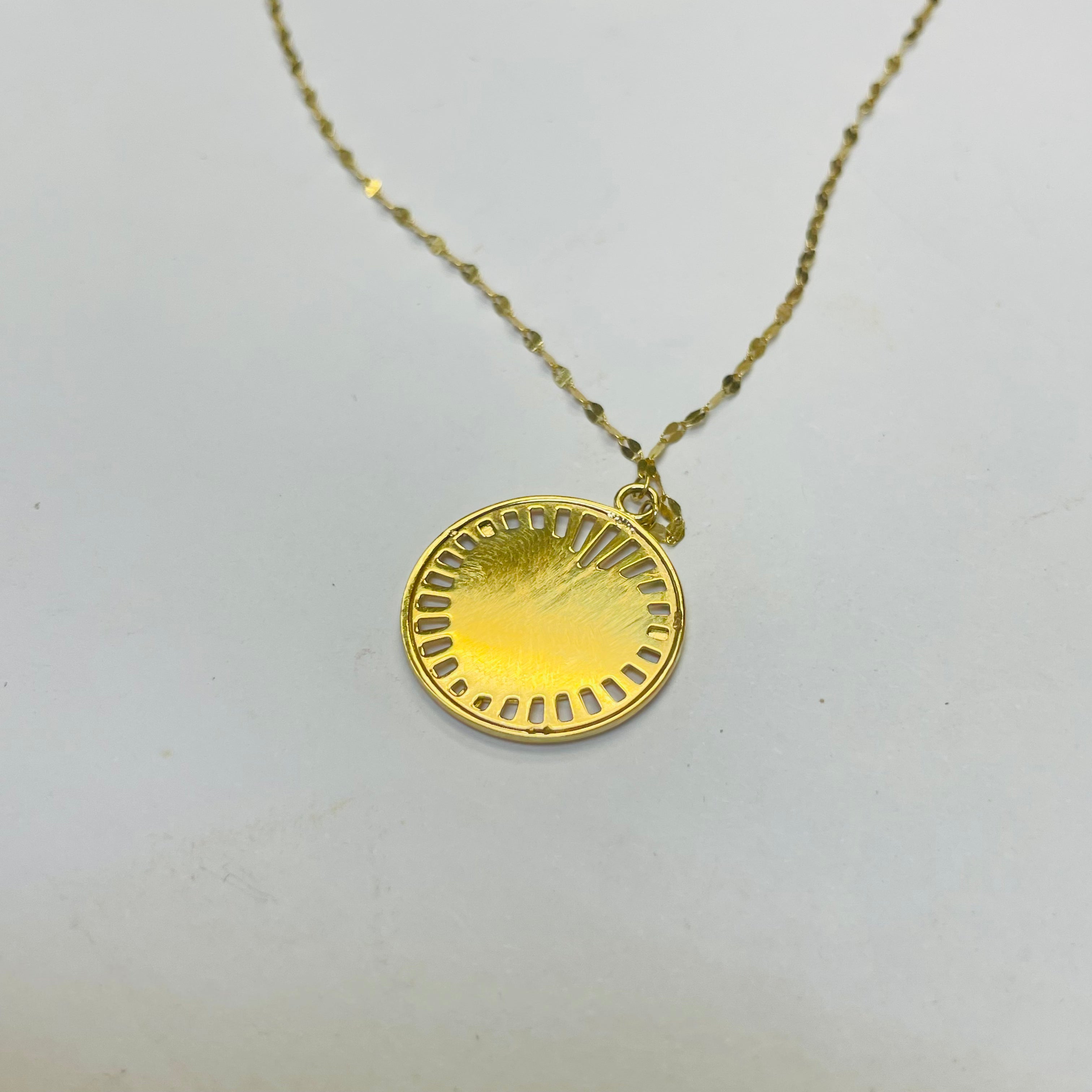 Solid 14K Yellow Gold Diamond Cut Heart Pendant Necklace