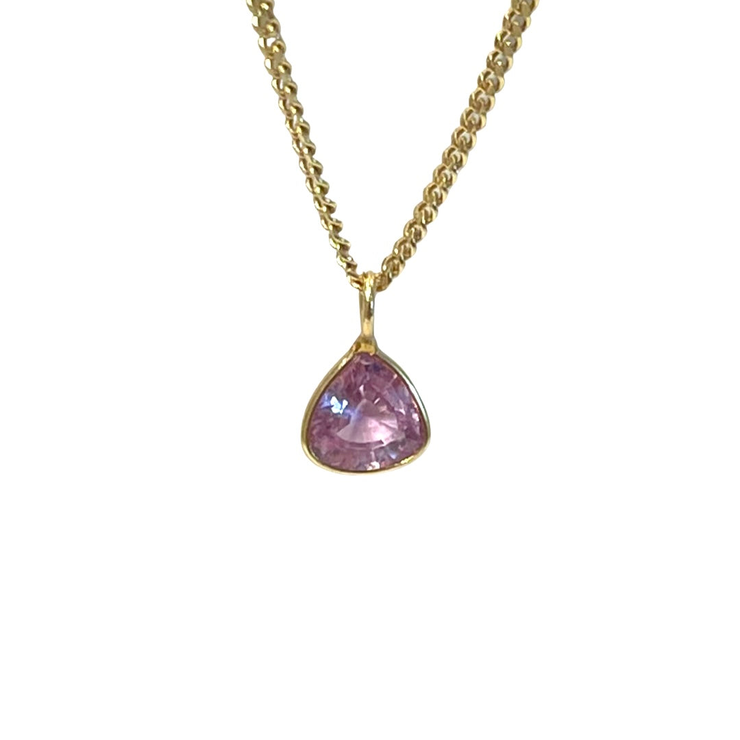 Natural Pink Pear Sapphire 14K Yellow Gold Pendant Charm 9.5x6.5mm