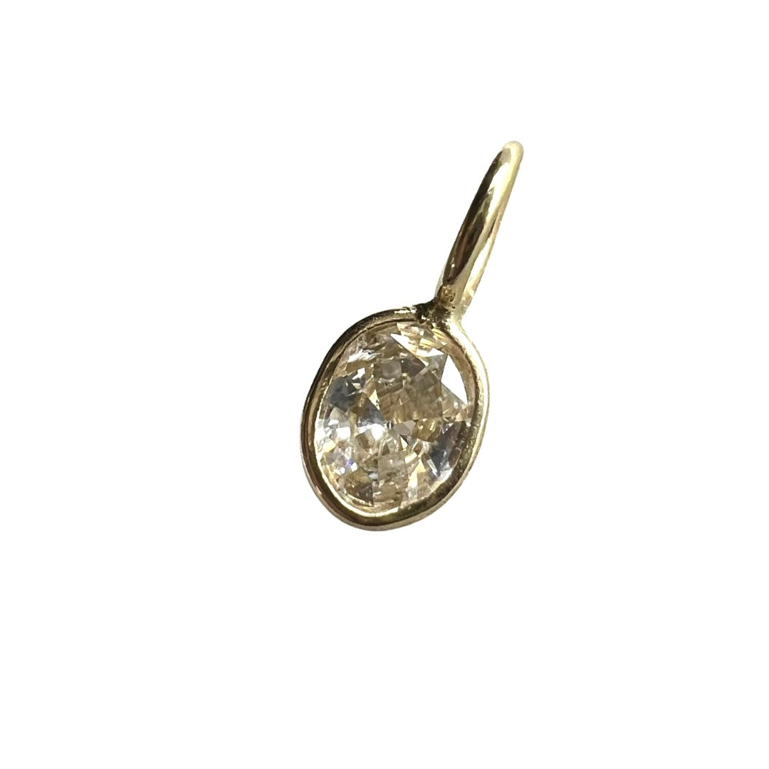 .30ct Oval Diamond Pendant Charm 14K Gold 9x4mm