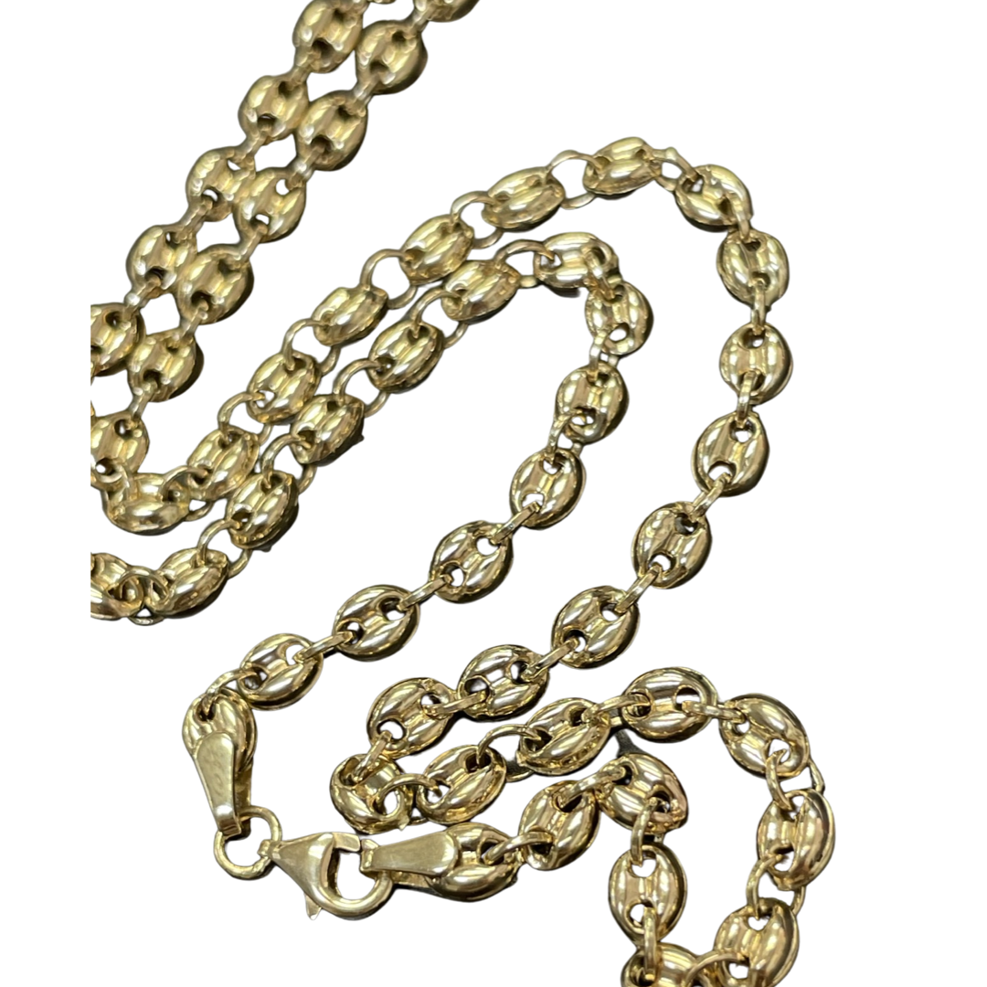16” 4mm Puff Link 14K Yellow Gold Necklace Chain