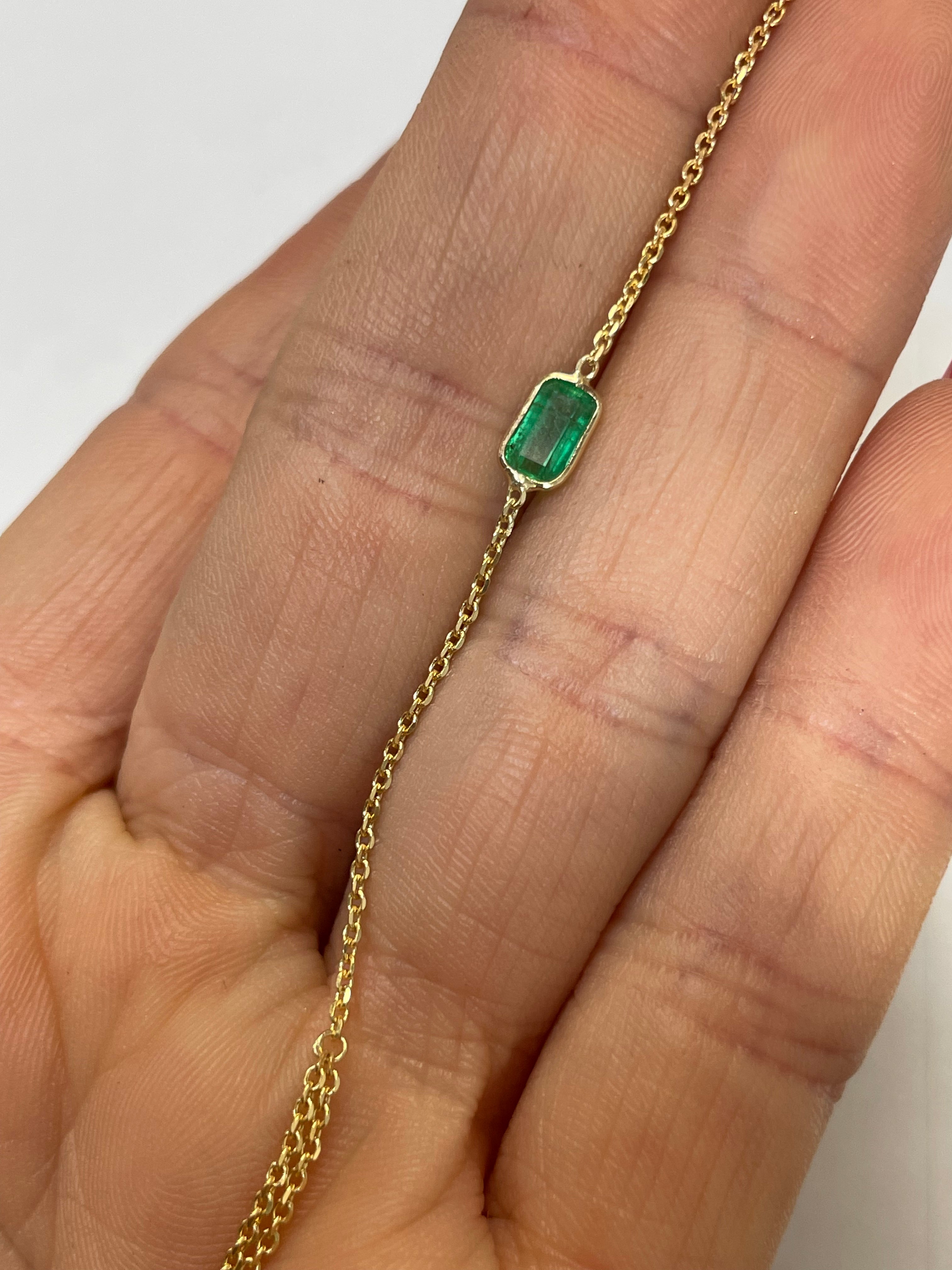 Colombian Emerald Handchain 14k Yellow Gold