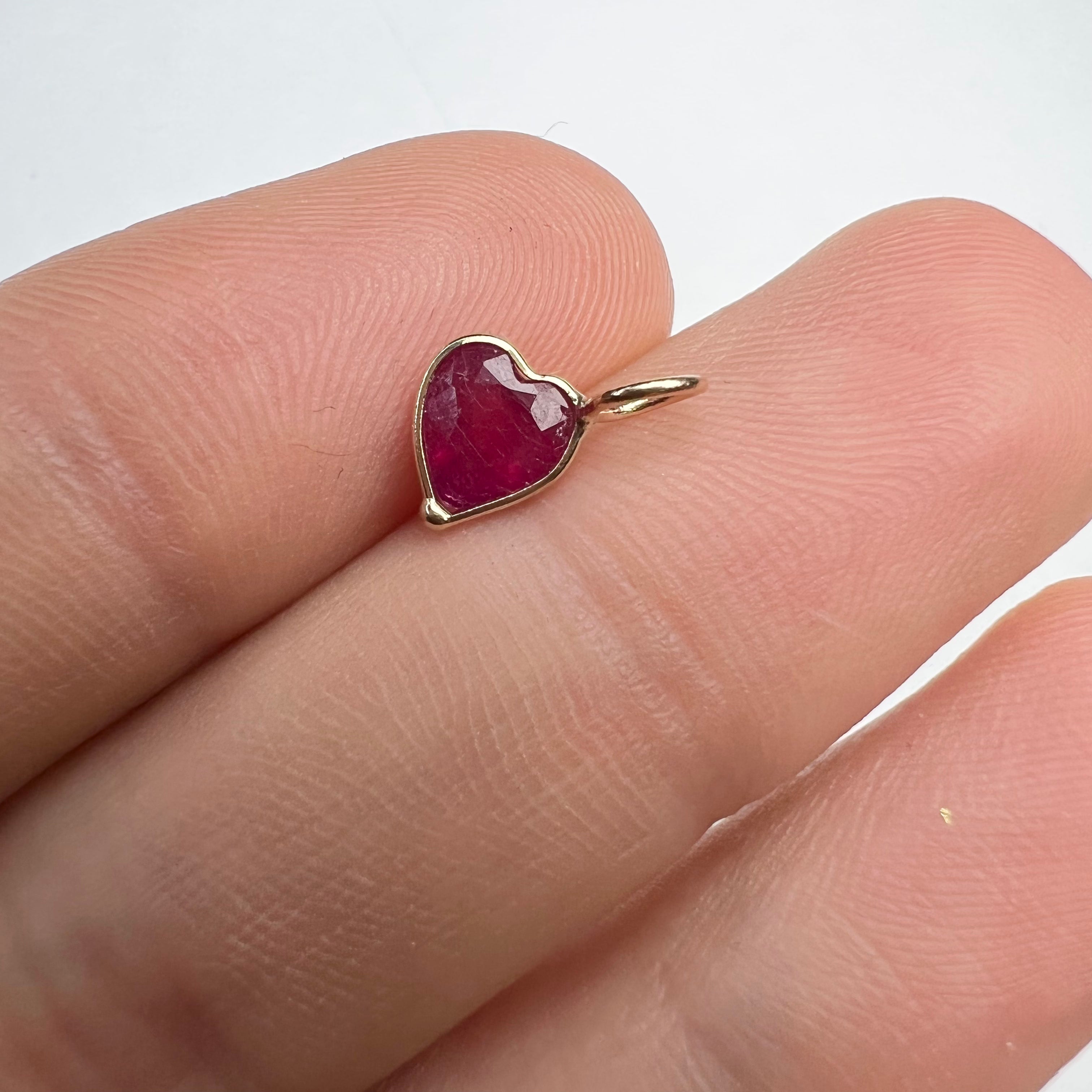 1.20CT Natural Ruby Heart 14K Yellow Gold Pendant Charm 10x6mm