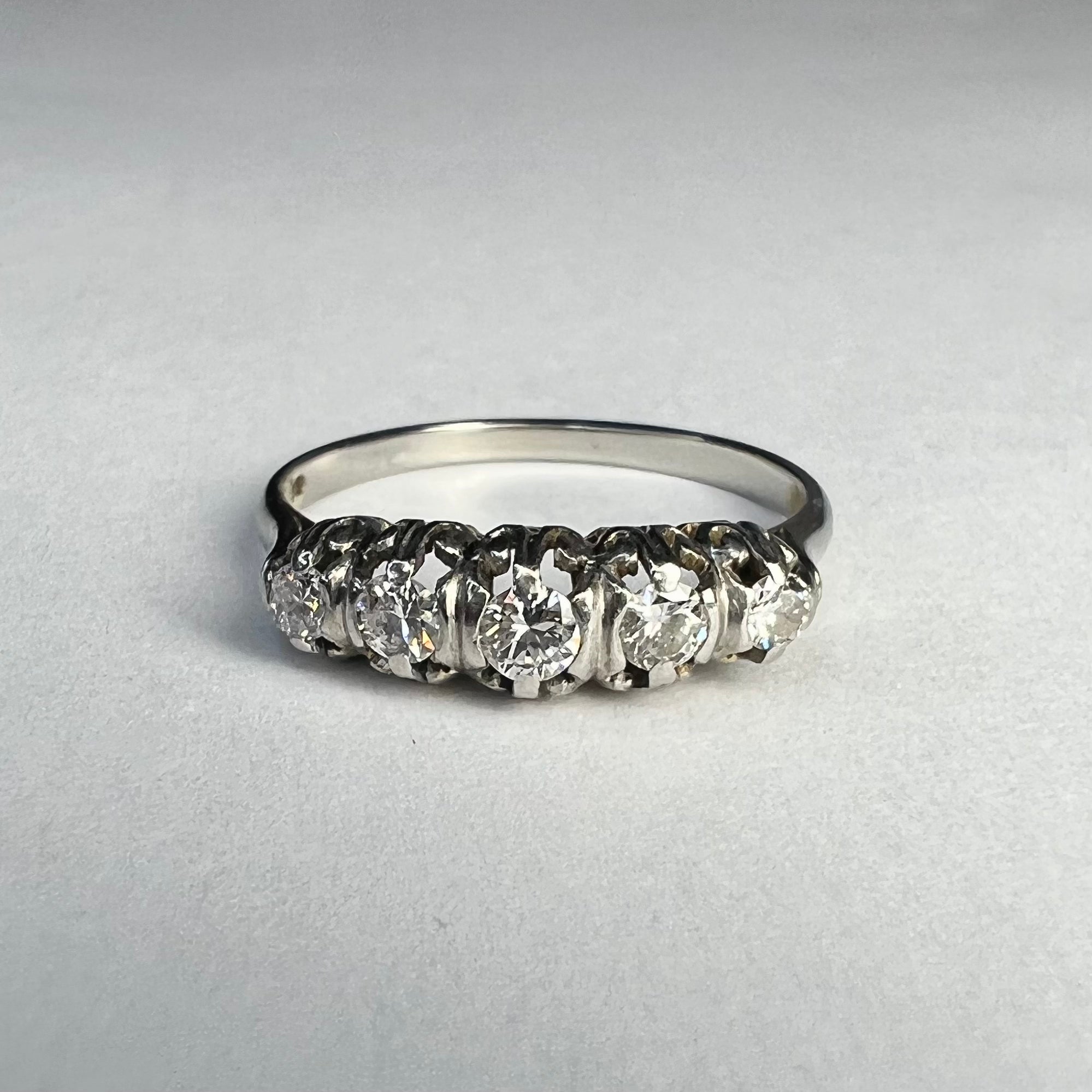 Antique 18K White Gold Diamond .30CTW Ring Size 6.75