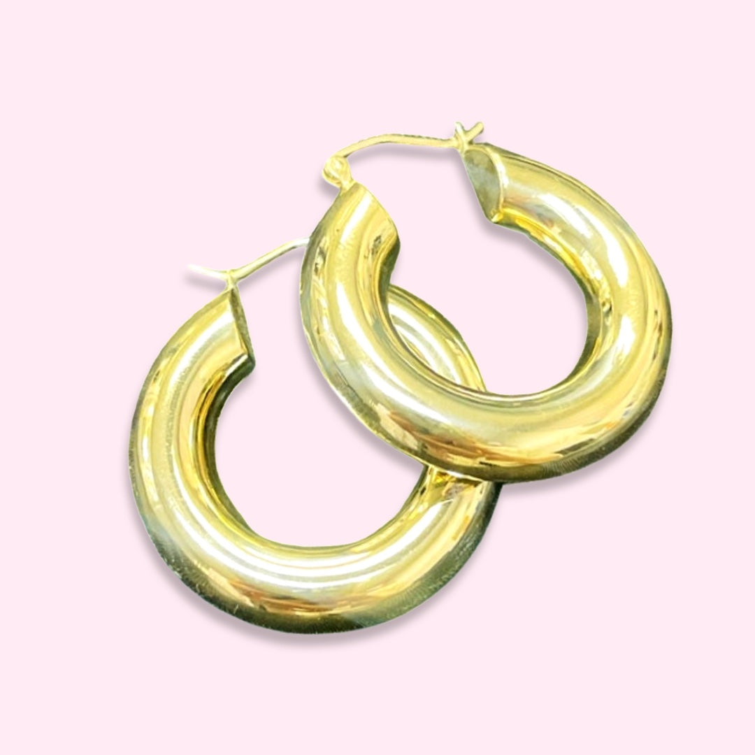 1.3” 6mm 10K Yellow Gold Hoop Earrings