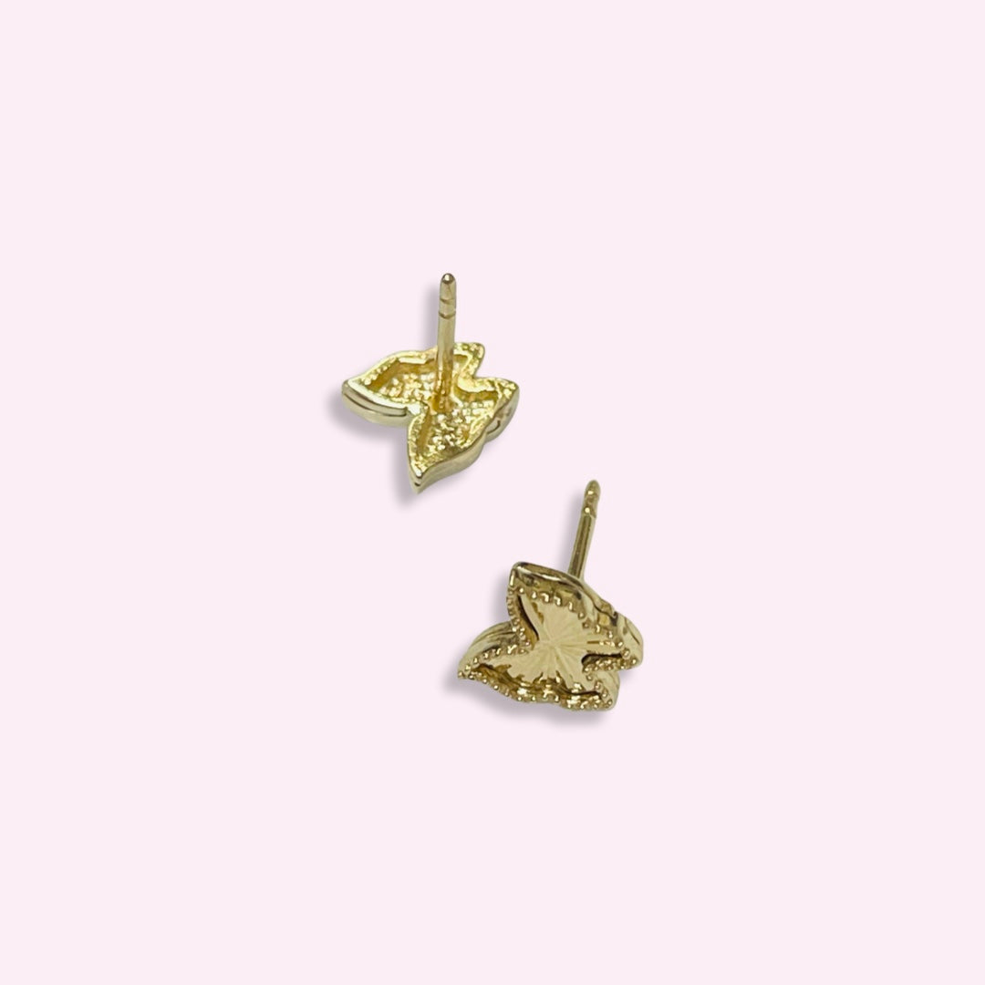 14K Yellow Gold Diamond Cut Butterfly Earrings