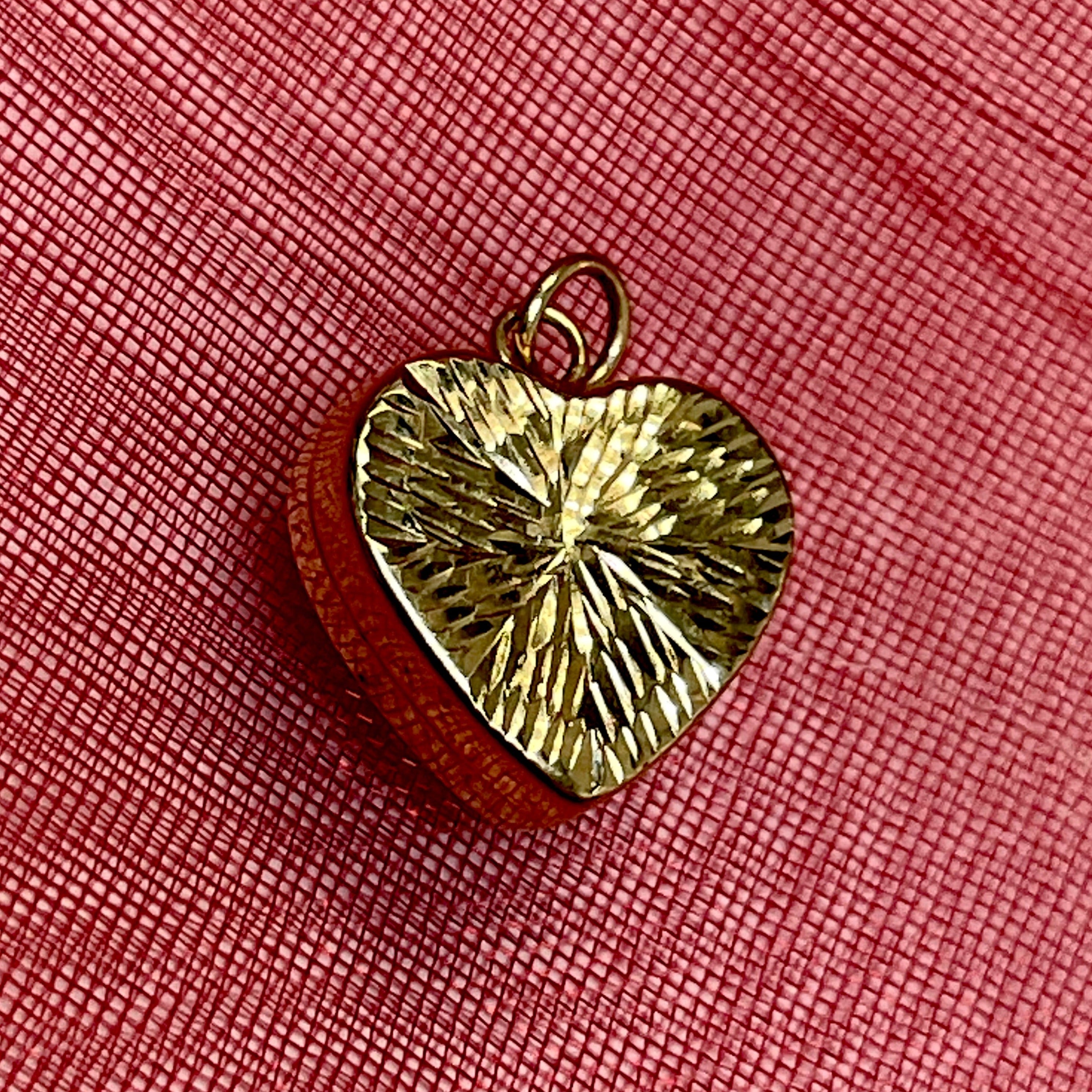 14K Yellow Gold Puffy Heart Pendant Charm