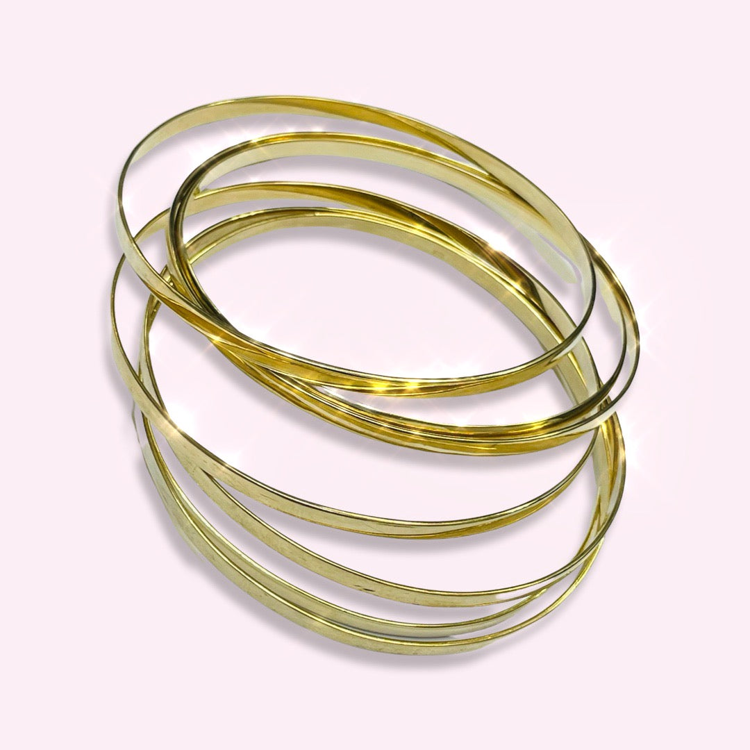 3.5mm 8.75” Fine 10K Yellow Gold 7 Bangle Bracelet