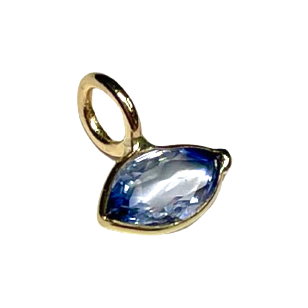 Natural Marquise Sapphire 14K Yellow Gold Pendant Charm 9x4.5mm