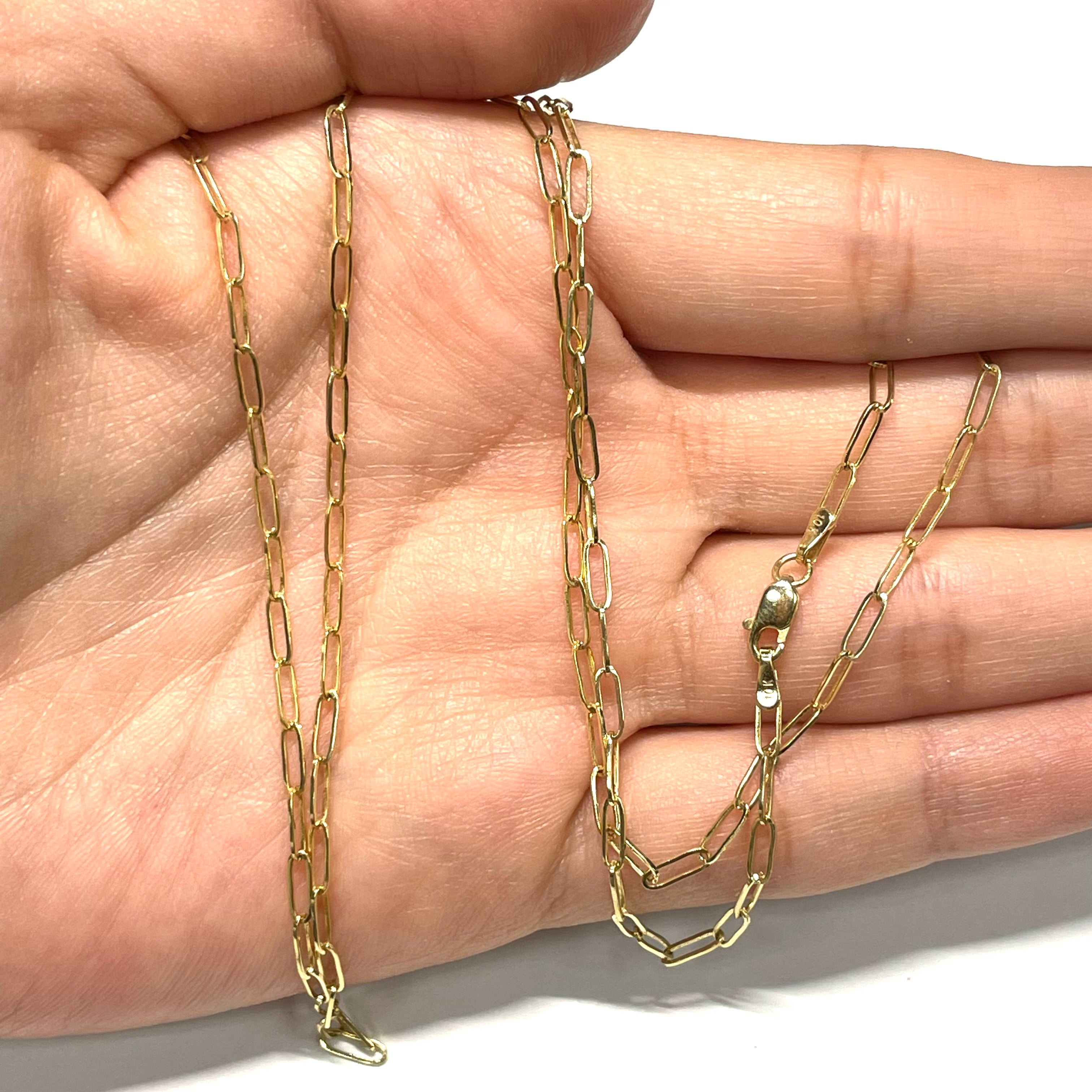 Paper Clip Chain 24” 6x2mm 10k Yellow Gold