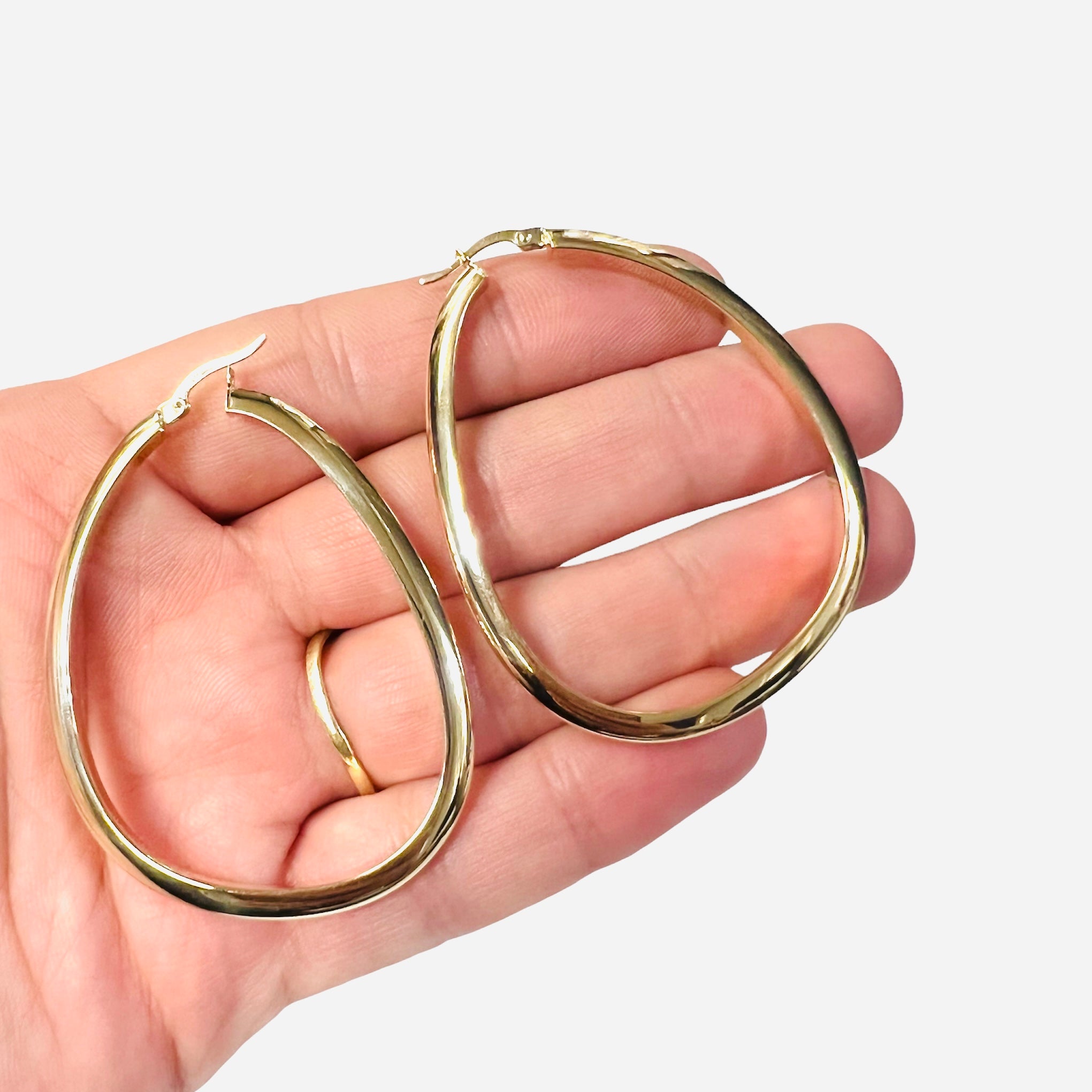 14K Gold Hoops Earrings 2.1”