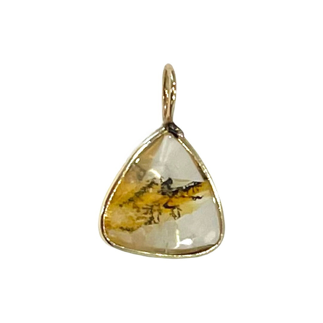Natural Designed Agate 14K Yellow Gold Pendant Charm 19x13mm