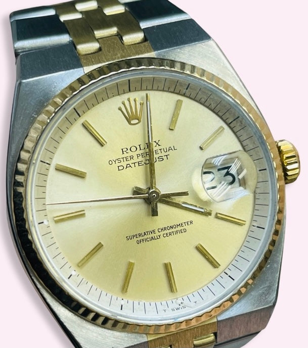 36mm Stainless Steel and 18K Yellow Gold Rolex DateJust Vintage Watch Reference