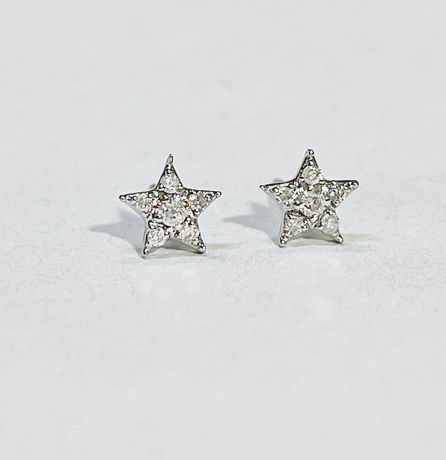 Glittering Diamond Celestial 14K White Gold Diamond Star Earrings 5mm