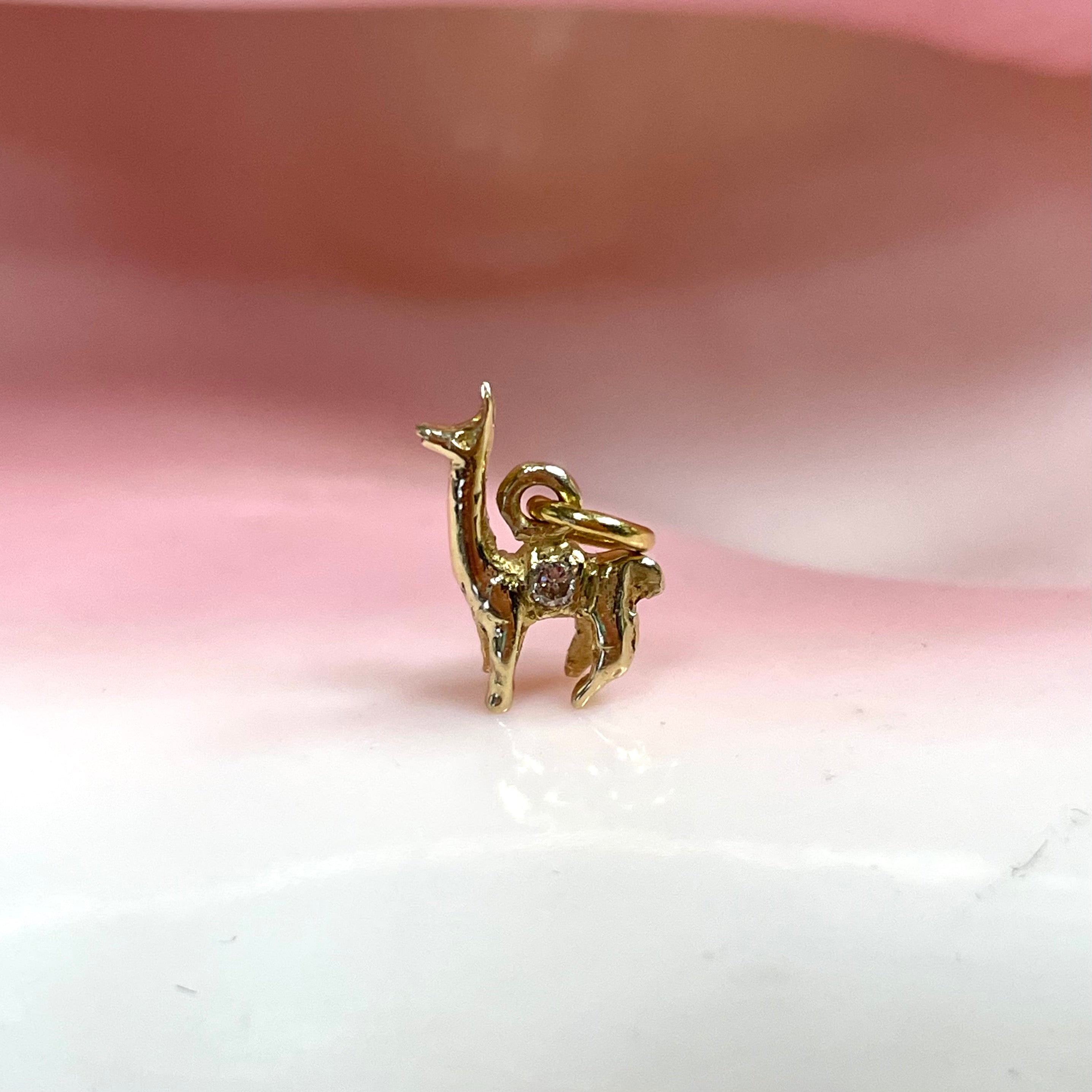 Llama Pendant Charm 18k Yellow Gold