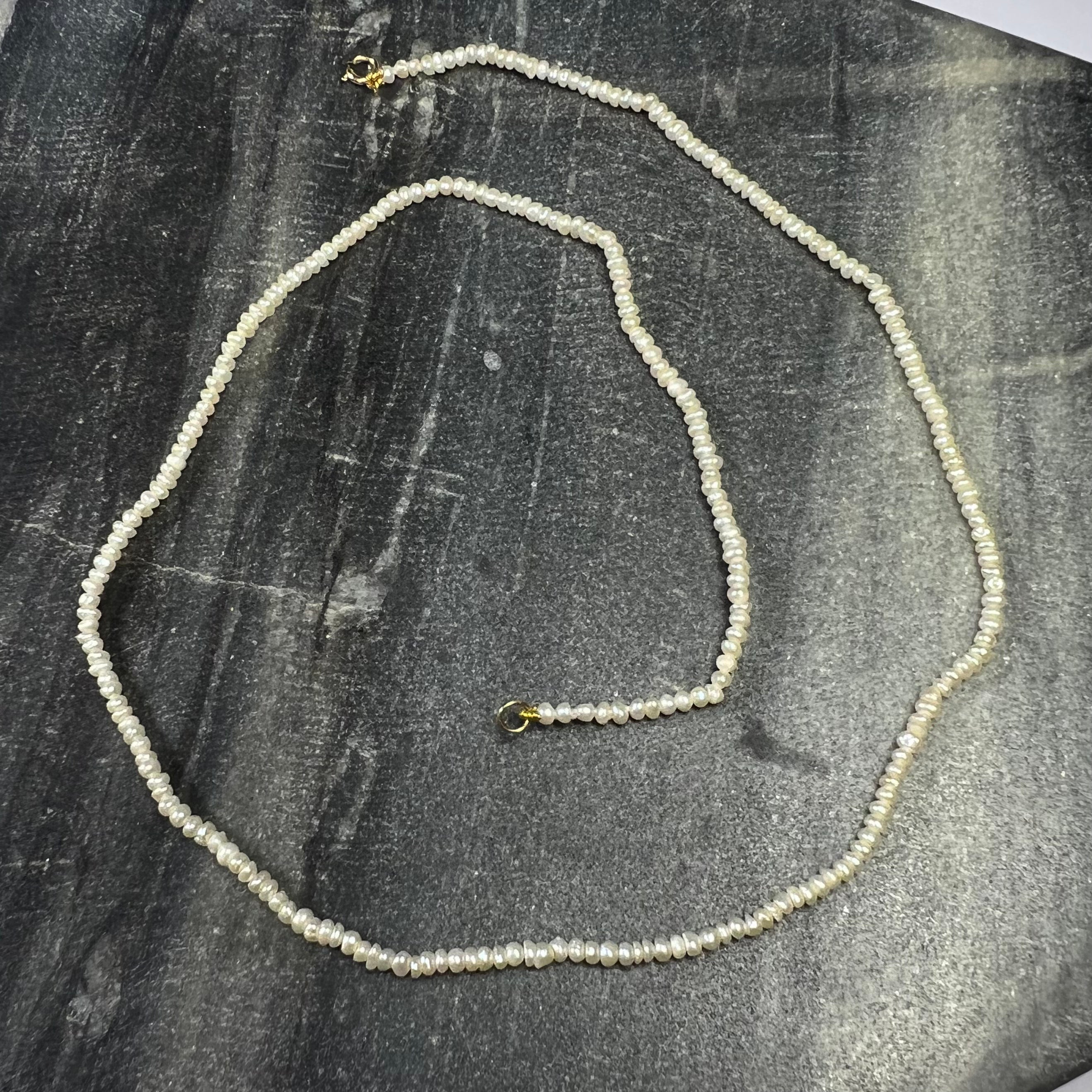 2mm Seed Pearl Necklace 14K Yellow Gold 15"