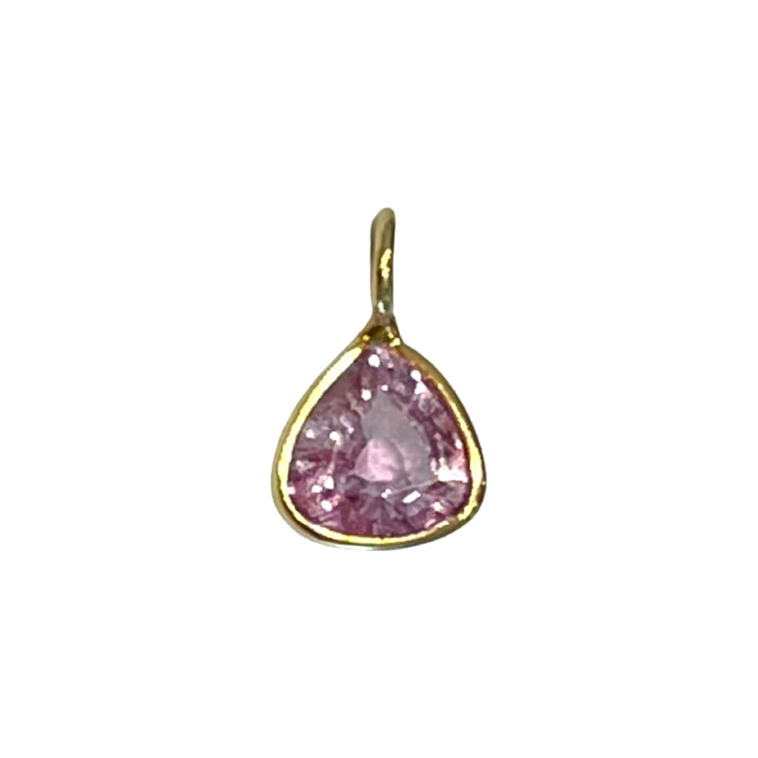 Natural Pink Pear Sapphire 14K Yellow Gold Pendant Charm 9.5x6.5mm