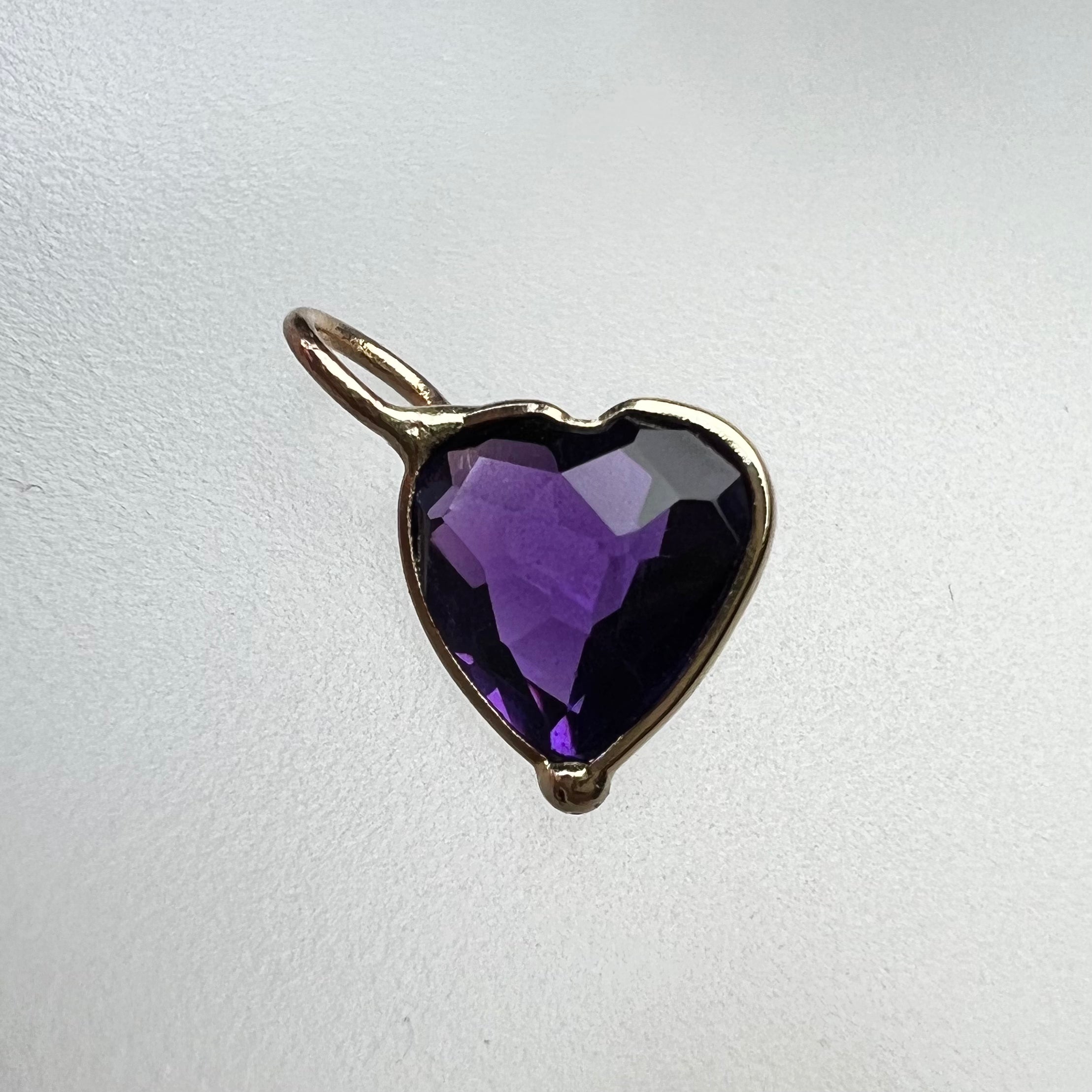 1.2CT Natural Amethyst 14K Yellow Gold Pendant Charm12x7mm