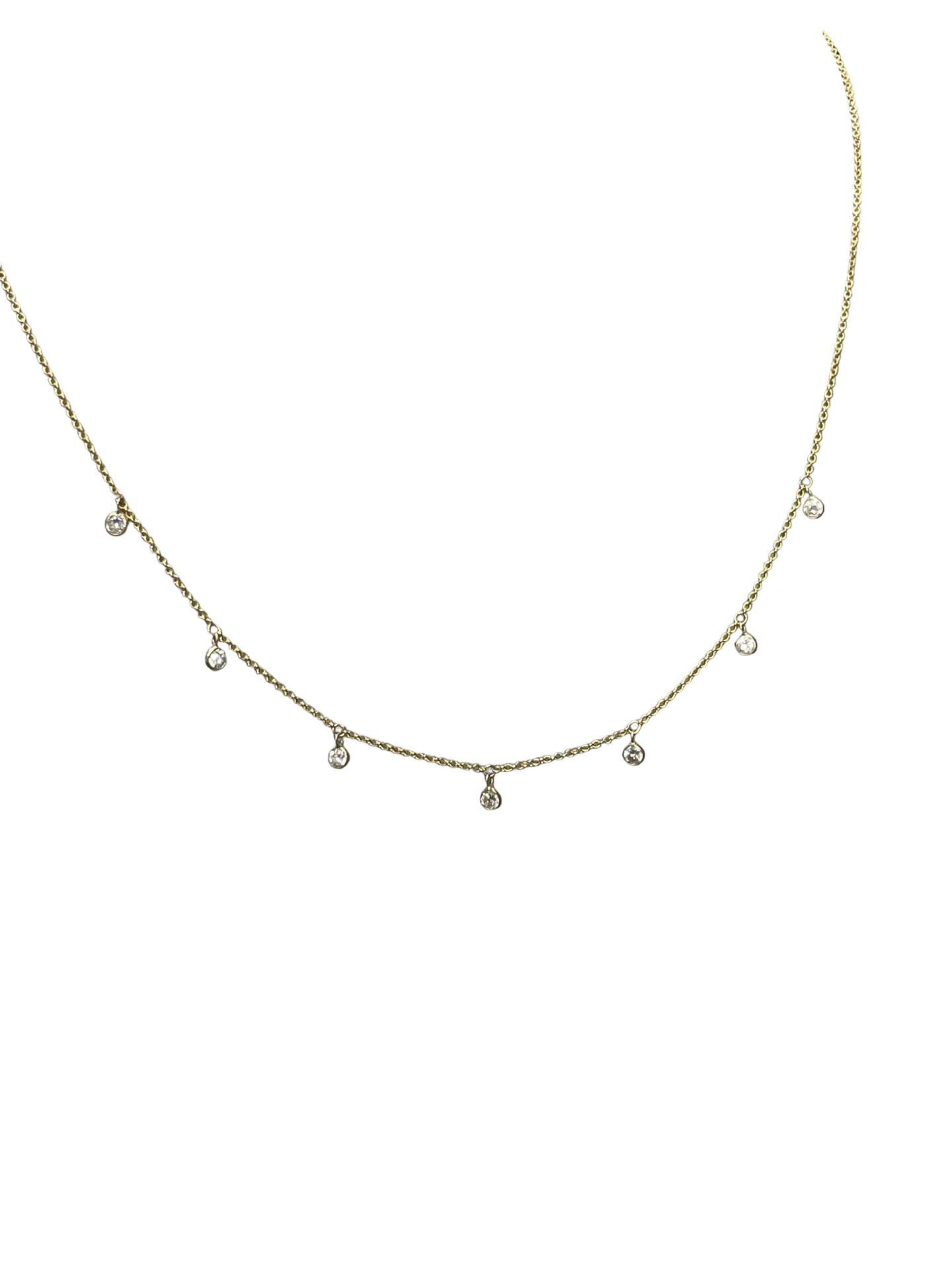 .70CT  Round Diamond Dangle 18" 14k Yellow Gold Necklace