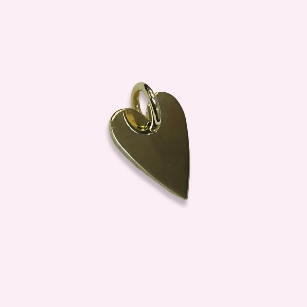 14K Yellow Gold Heart Tag Charm Pendant