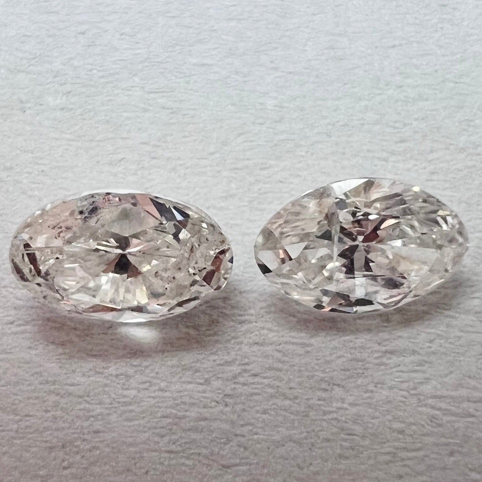 .59CTW Pair of Natural Oval Cut Diamonds SI2 K-M Natural and Earth mined