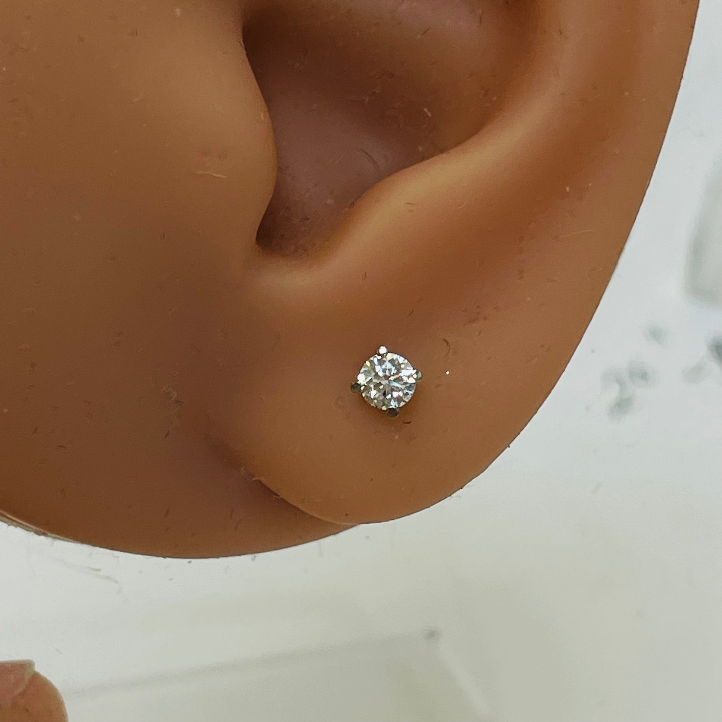 .30CT Round Brilliant Diamond 14K White Gold Earring Studs Martini Screwbacks