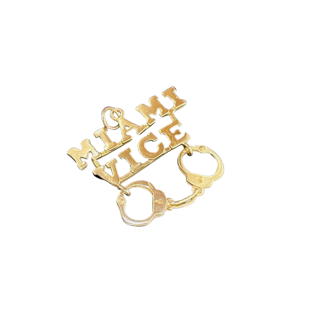 Miami Vice HandCuffs 14K Yellow Gold Charm Pendant