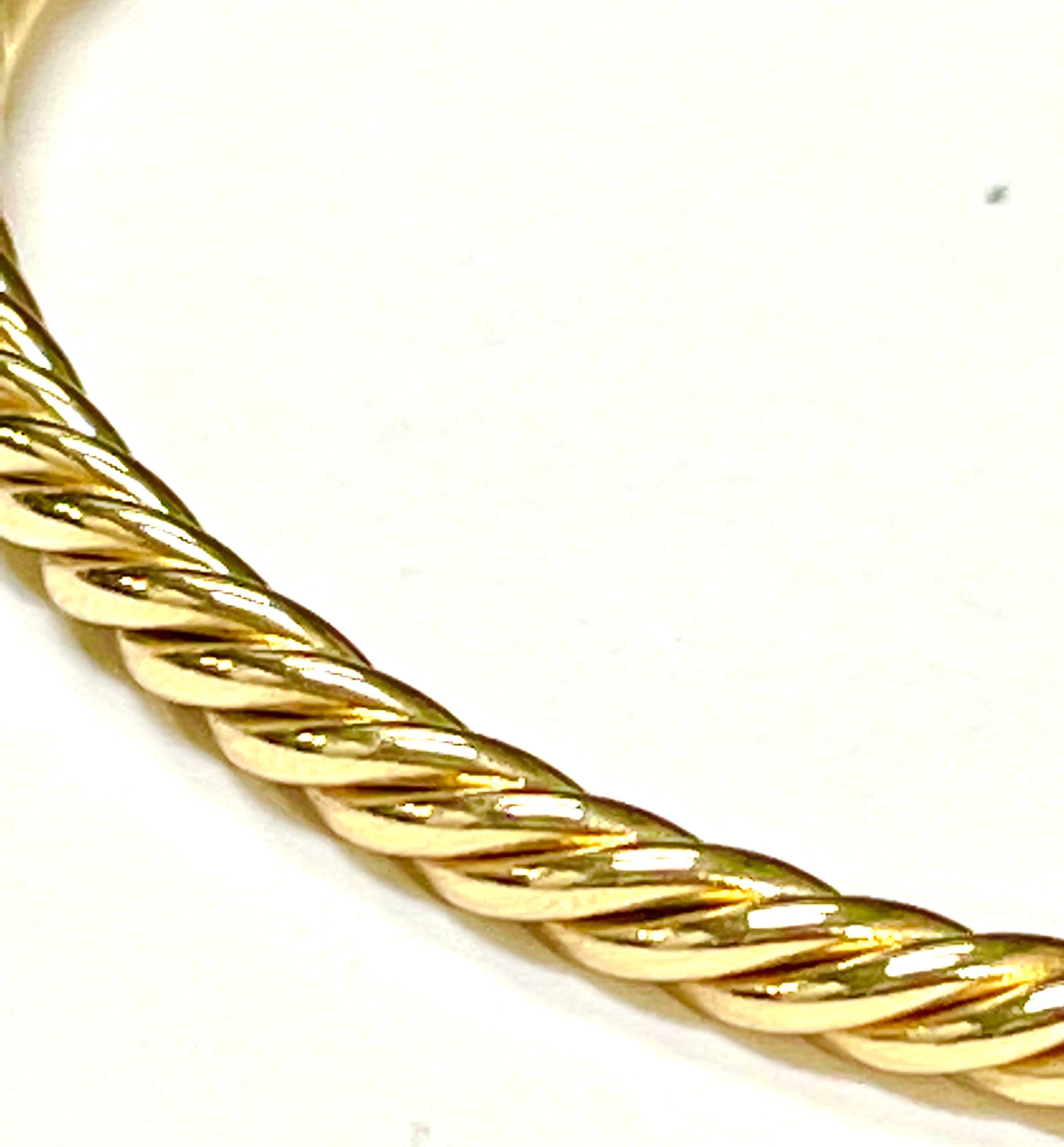 3.5mm 7.5" Fine 14K Yellow Gold Twisted Rope Bangle Bracelet