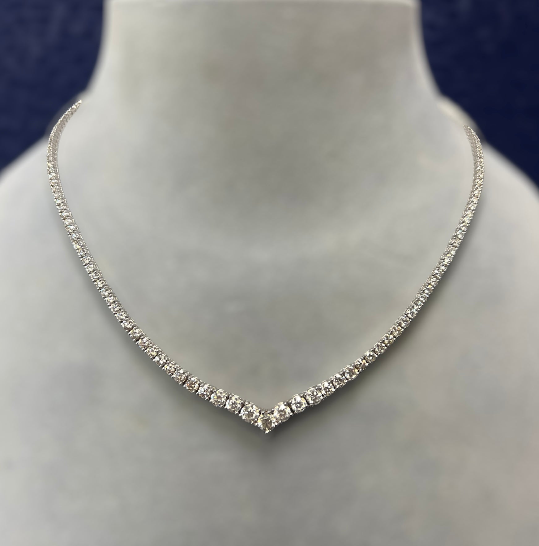 3.5CTW Diamond 14K White Gold Tennis Necklace 16”