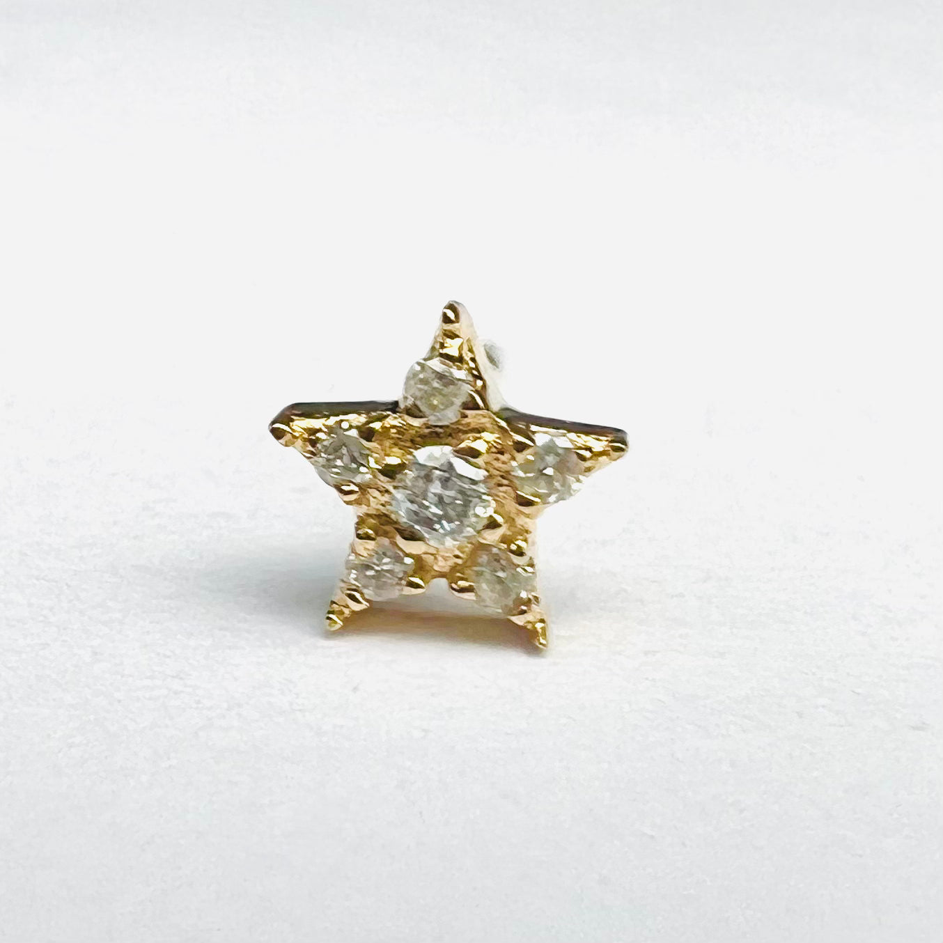 Glittering Diamond Celestial 14K Yellow Gold Diamond Star Earrings 5mm