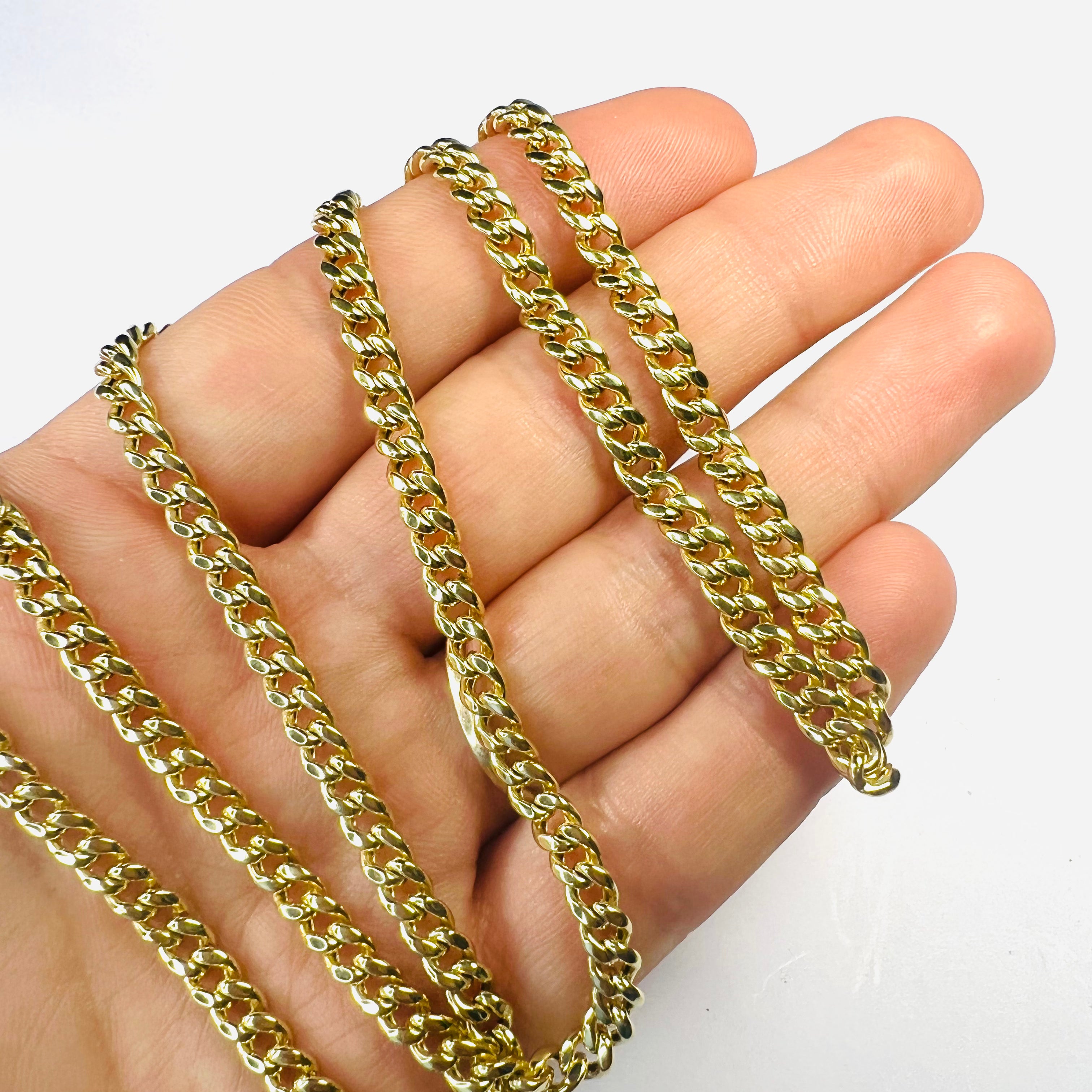 22" 4mm 10K Yellow Gold Curb Chain Necklace