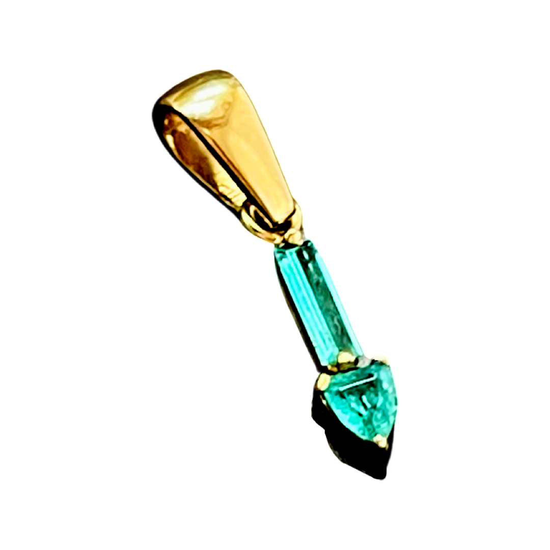 Colombian Emerald Arrow 18K Gold Charm Pendant